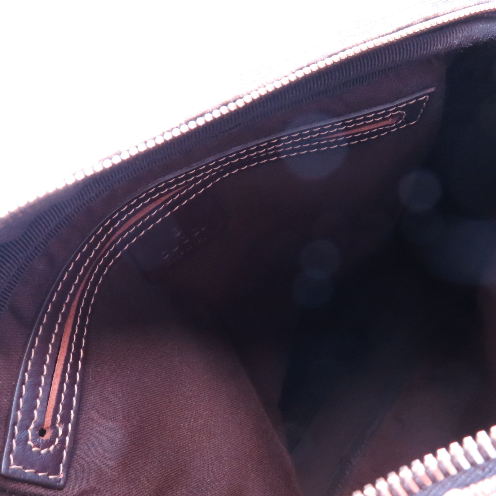GUCCI 塗層帆布/牛皮皮革Shoulder Bag金扣肩背袋啡色