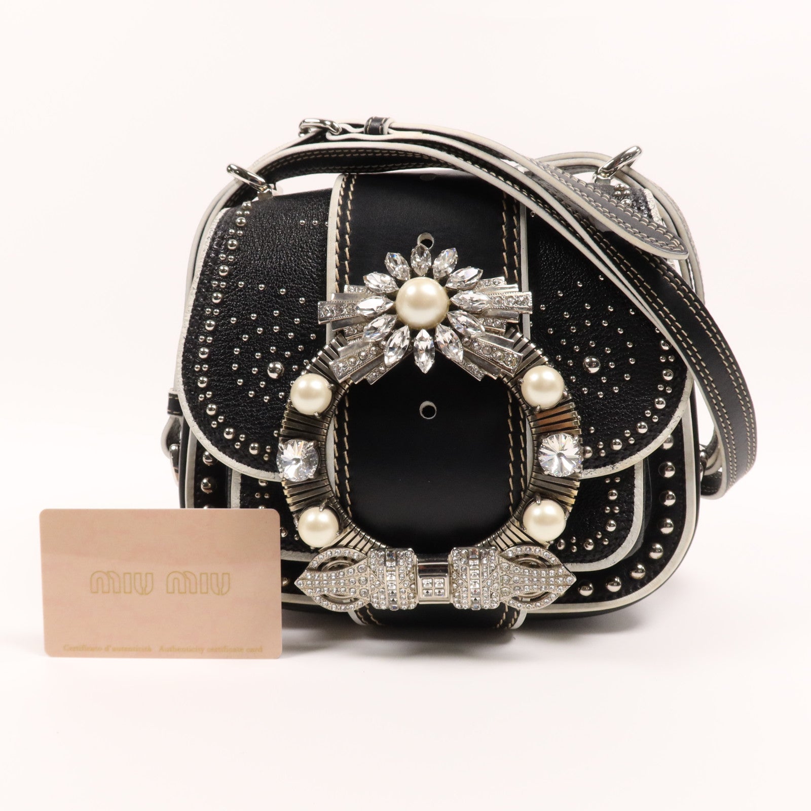 Miu Miu 牛皮皮革Shoulder Bag銀扣肩背袋