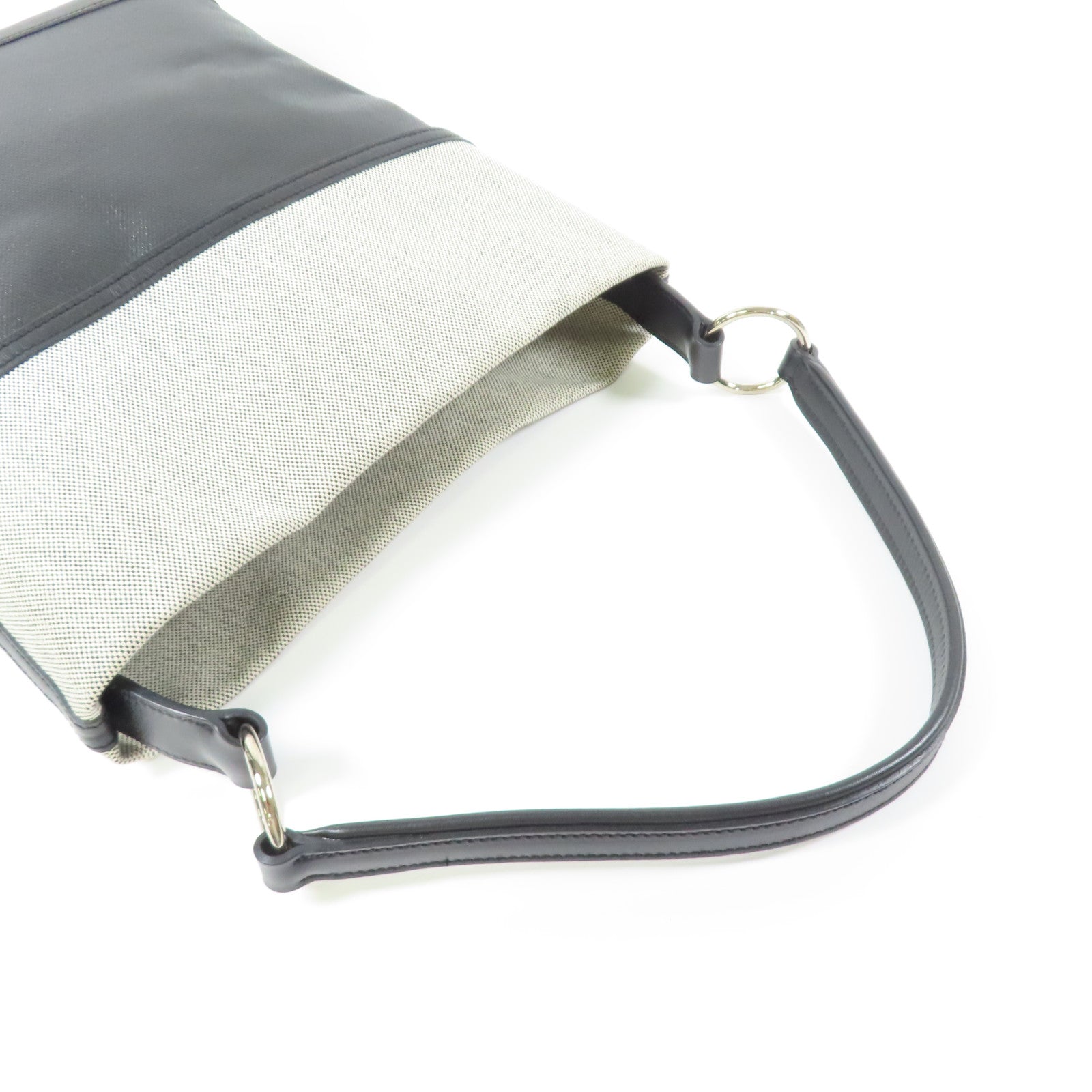 HERMES 帆布Col Roule 25銀扣肩背袋Noir