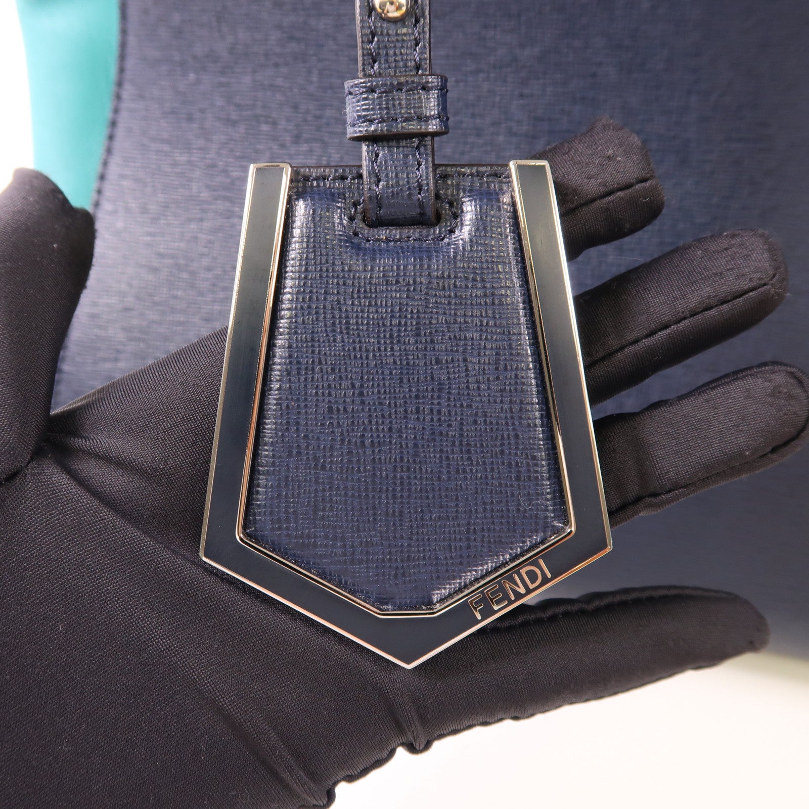 FENDI SHW 2Jours 2 Way Shoulder Bag 8BH250-M5L Calfskin Leather Navy Green