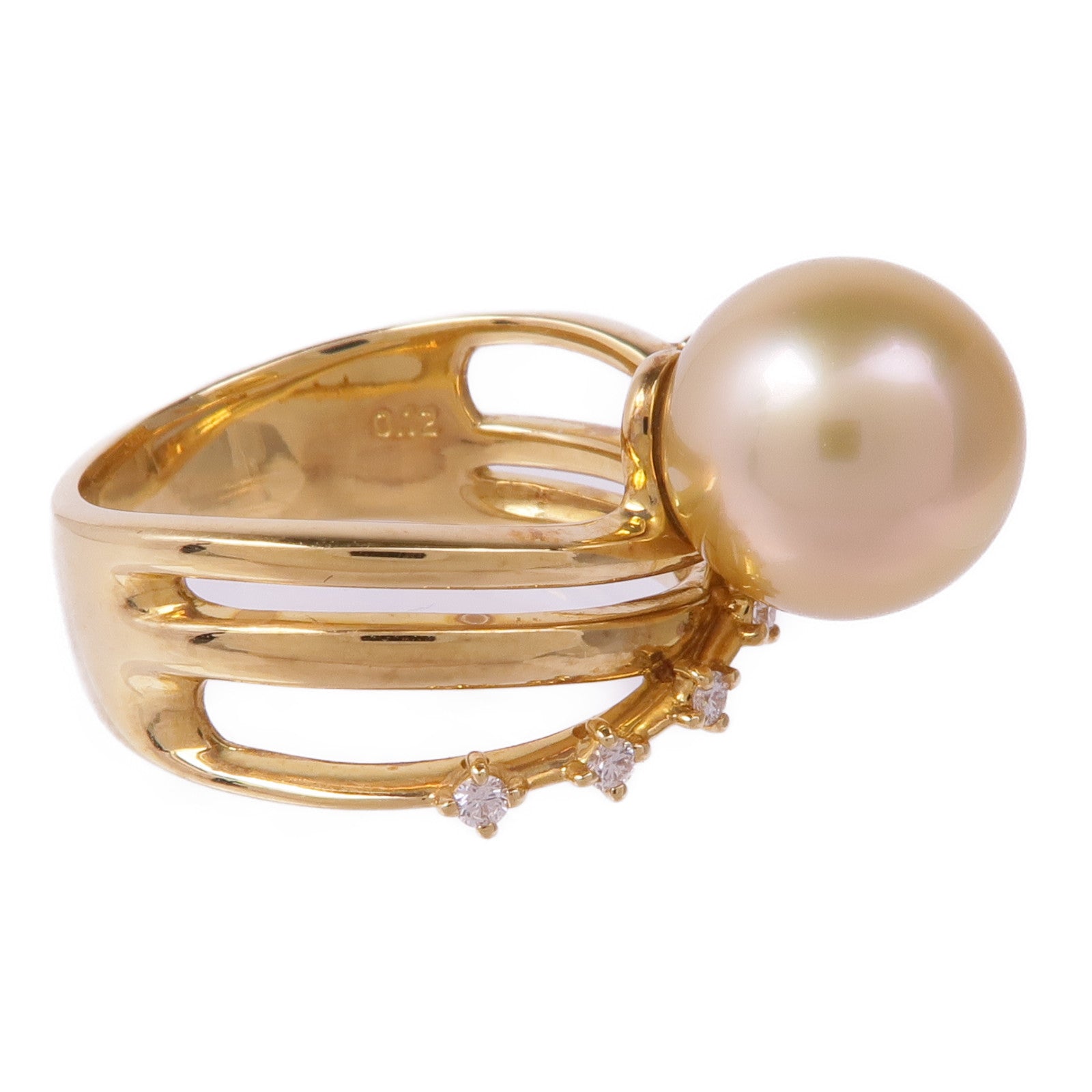 JEWELRY 18K黃金Pearl Diamond Ring珍珠/鑽石戒指US#8.25