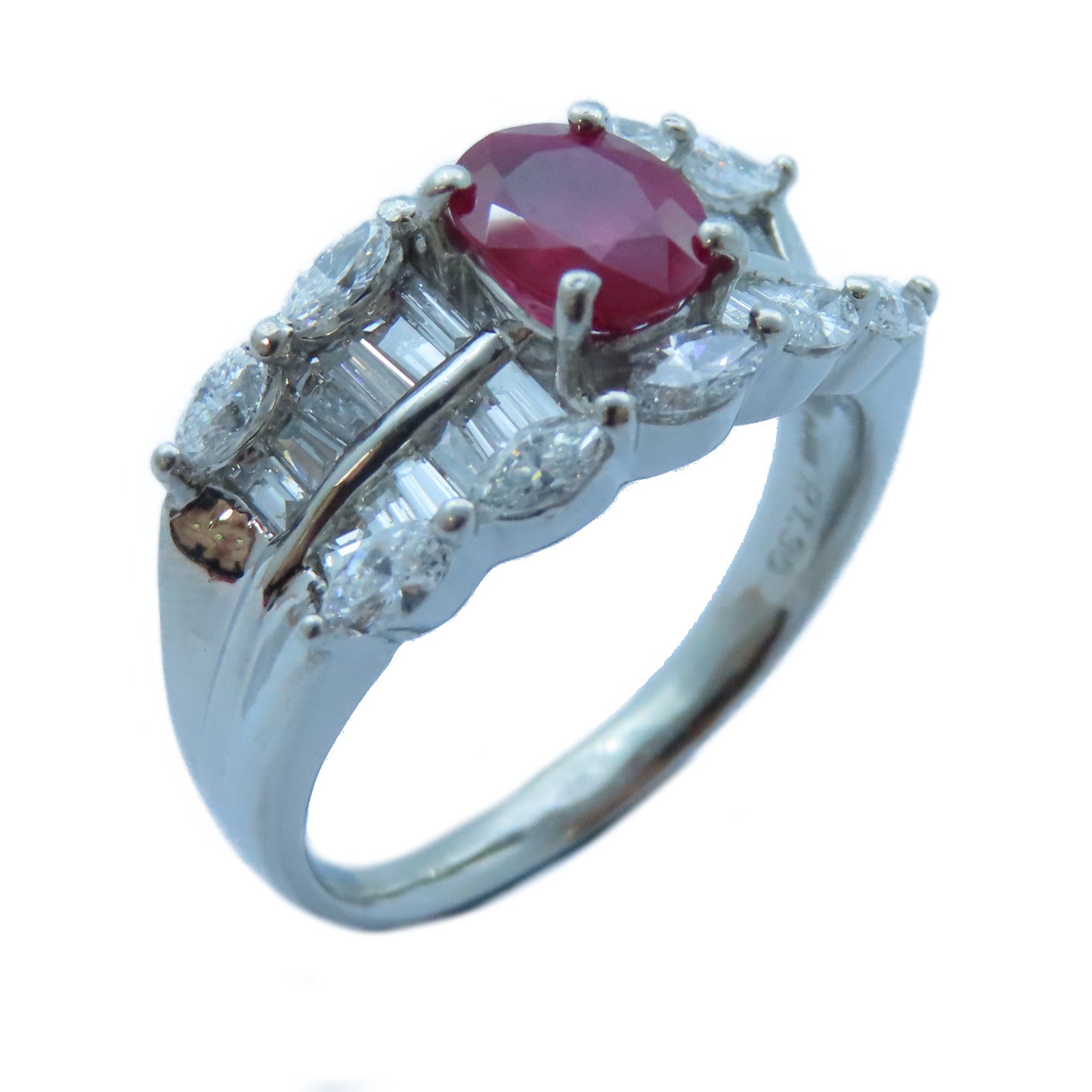 JEWELRY 【激減優惠】PT900白金Ruby/Diamond Ring1.30ct紅寶石/1.50ct鑽石戒指US#9