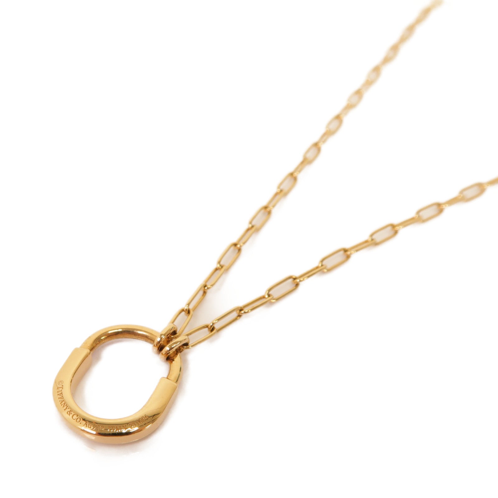 TIFFANY＆CO 18K玫瑰金Lock Small Pendant項鍊金色/粉紅色