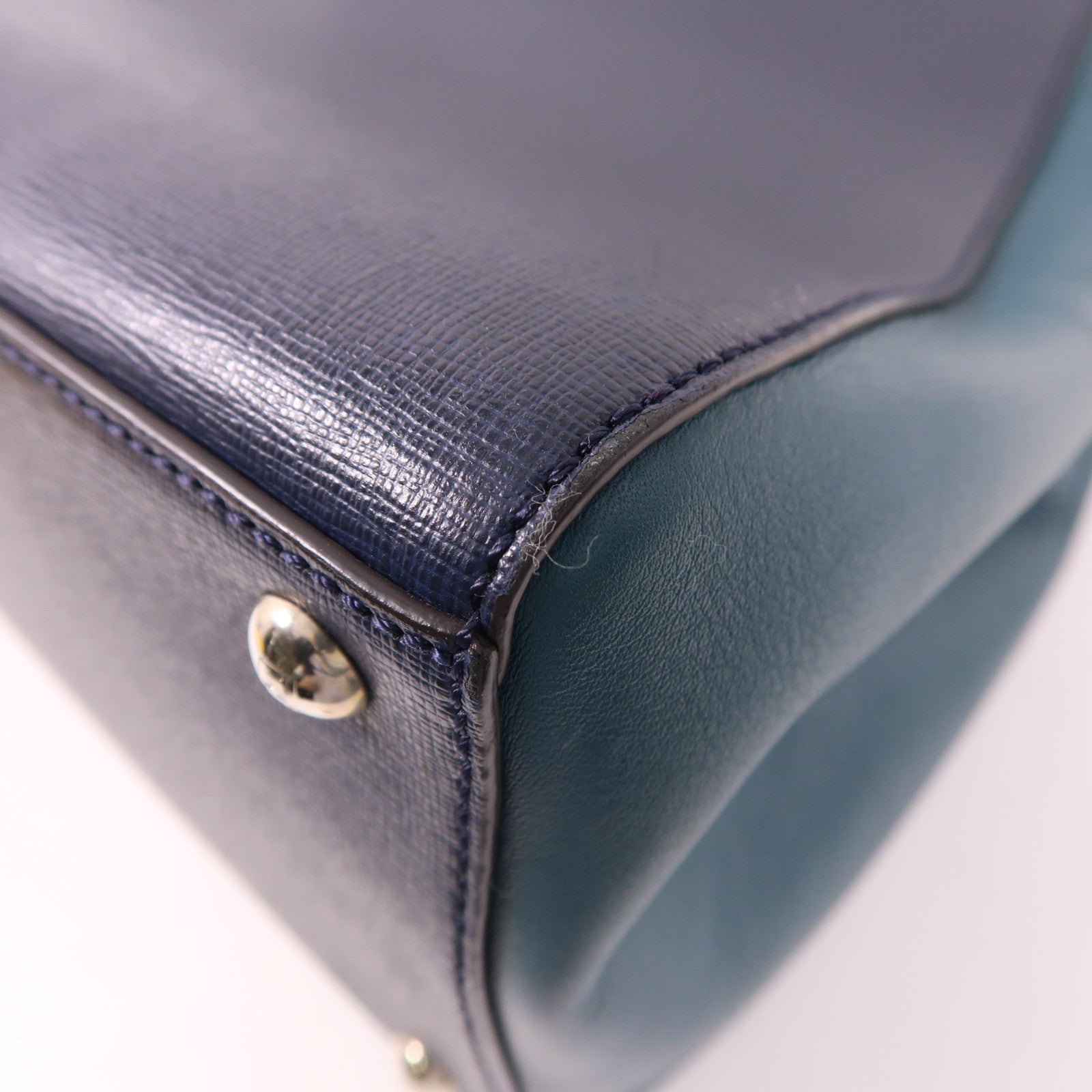 FENDI SHW 2Jours 2 Way Shoulder Bag 8BH250-M5L Calfskin Leather Navy Green