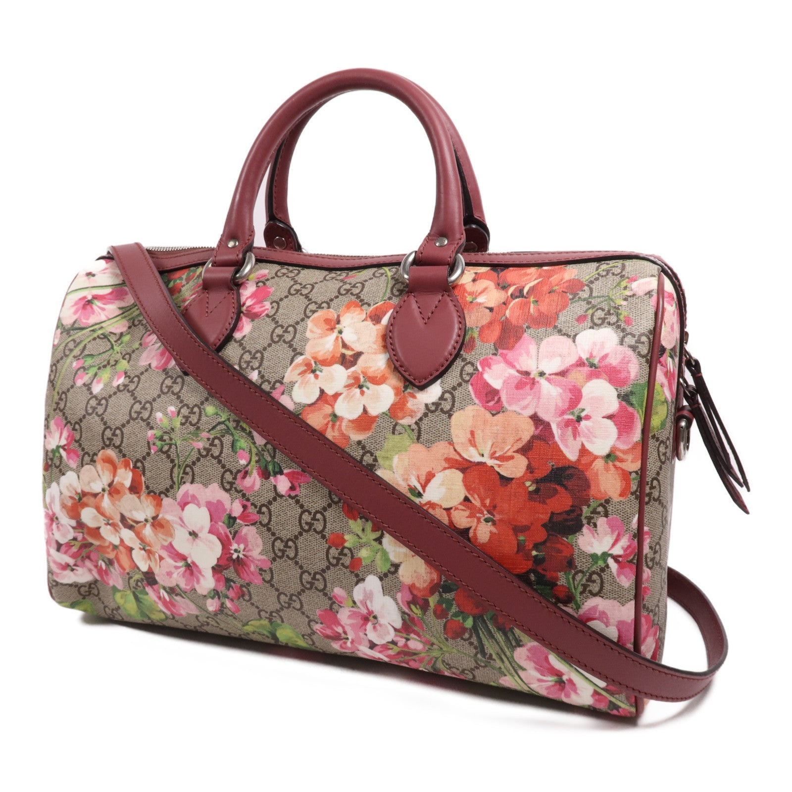 GUCCI 塗層帆布Boston銀扣手挽肩背兩用袋