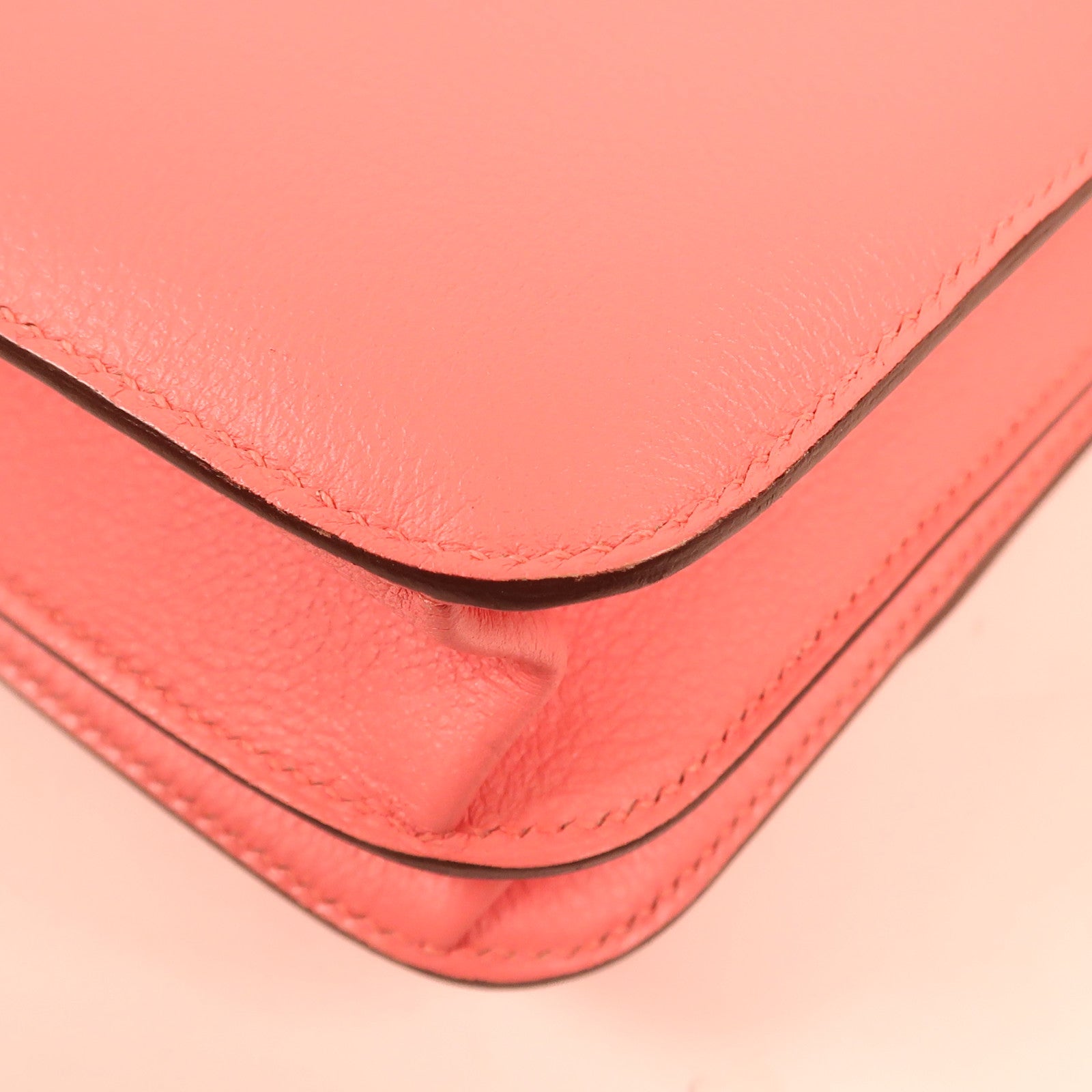 HERMES Evercolor皮革2002銀扣肩背袋8W Rose Azalee