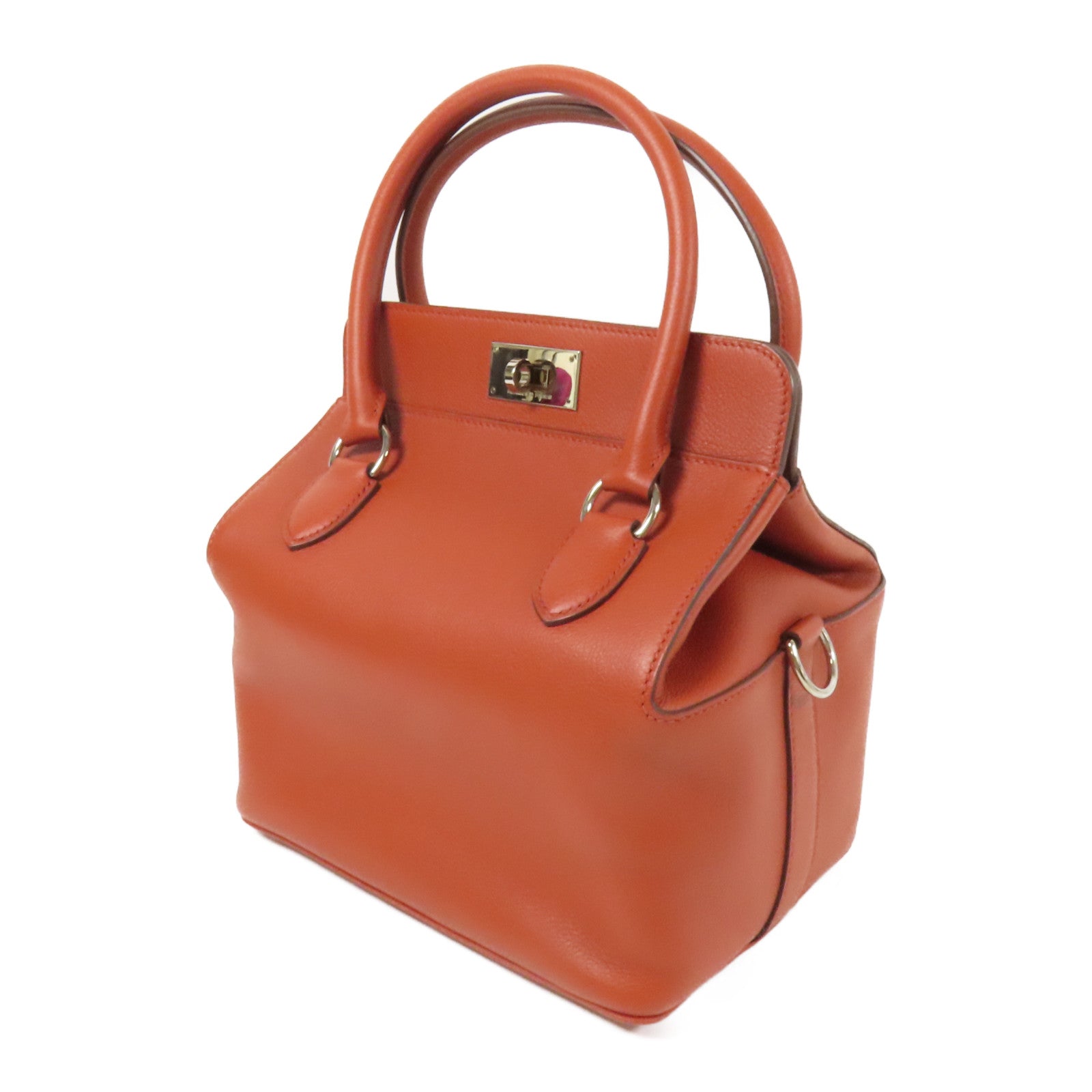 HERMES Evercolor皮革Tool Box 20銀扣手挽肩背兩用袋Brique