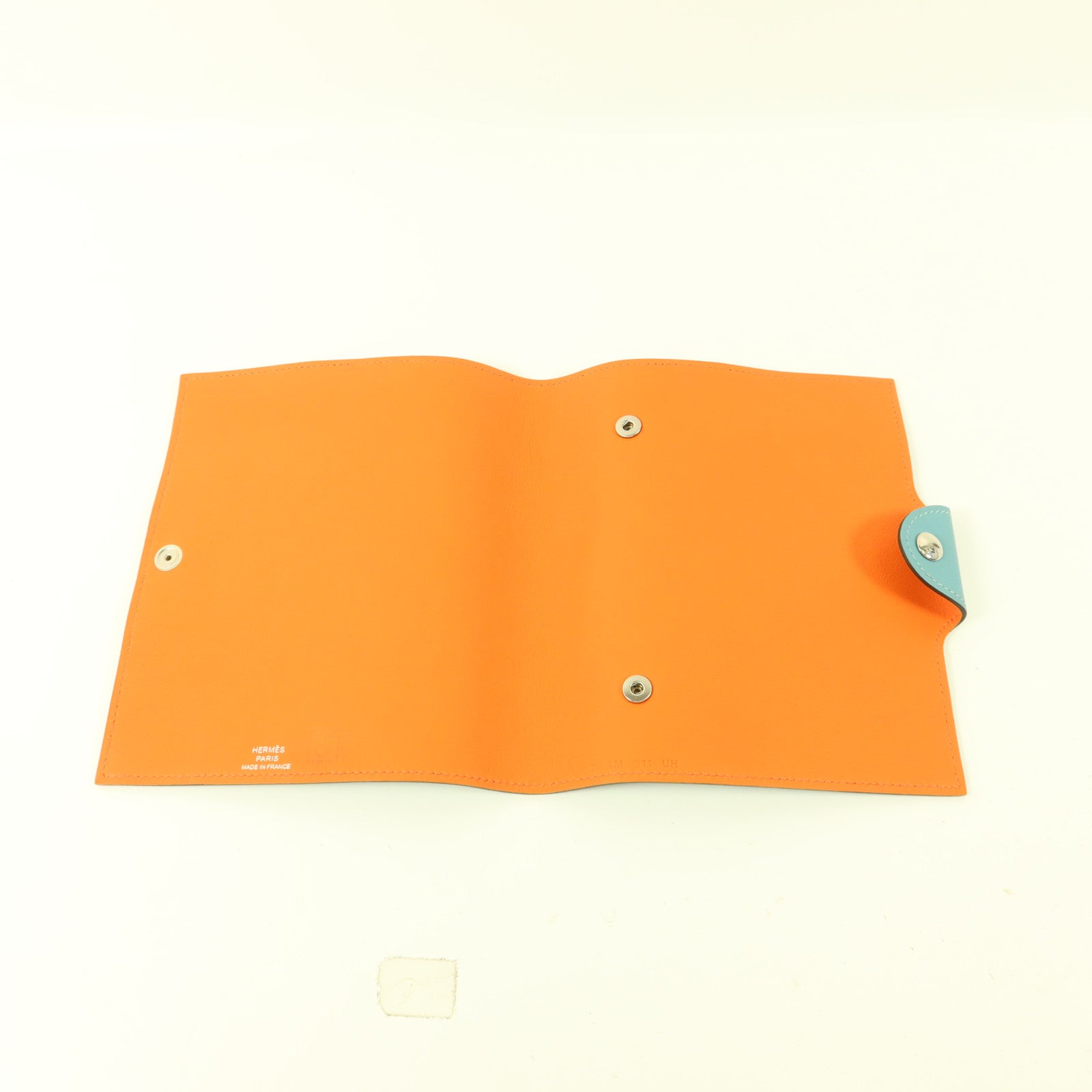 HERMES Swift皮革Notebook Cover銀扣筆記本套Bleu Atoll