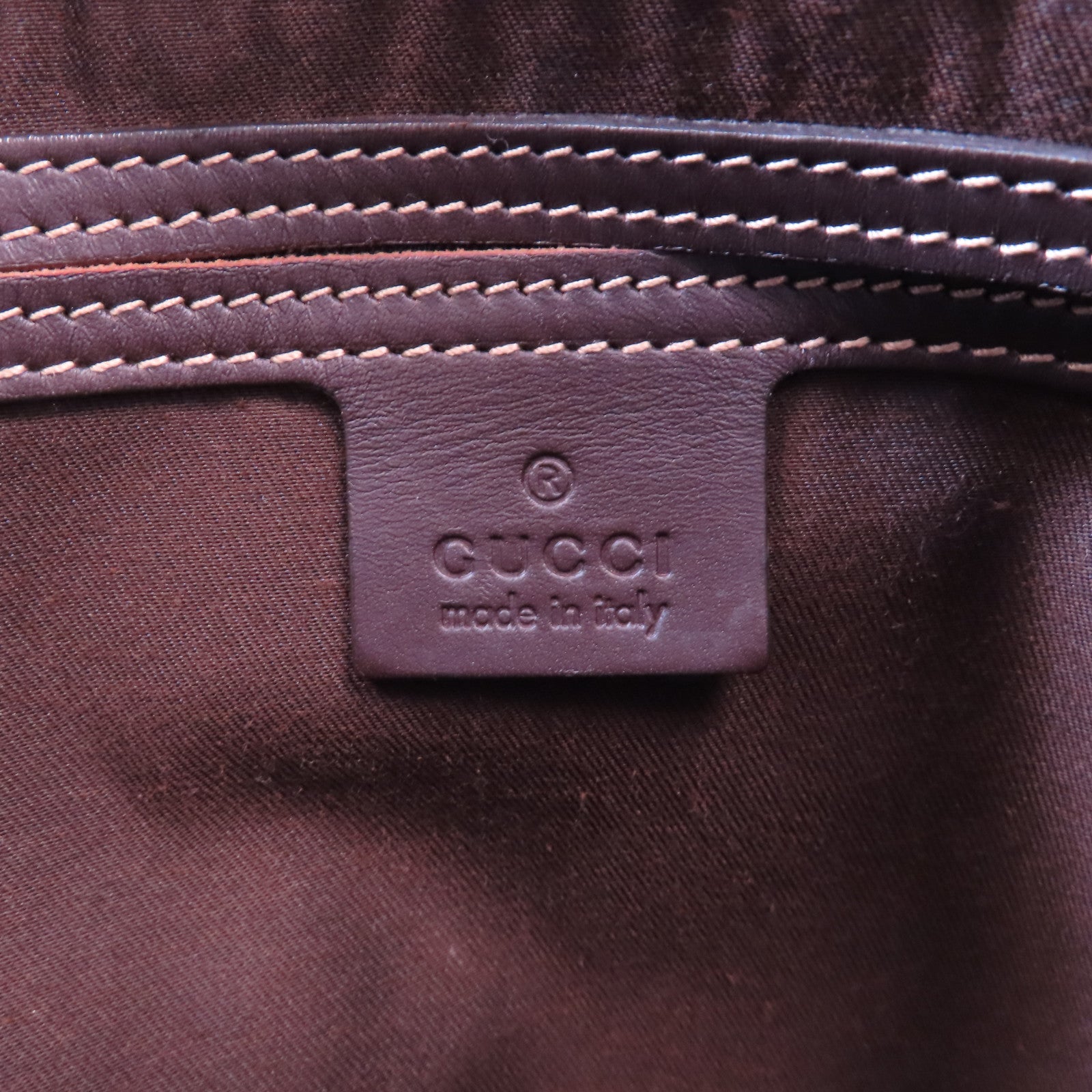 GUCCI 塗層帆布/牛皮皮革Shoulder Bag金扣肩背袋啡色