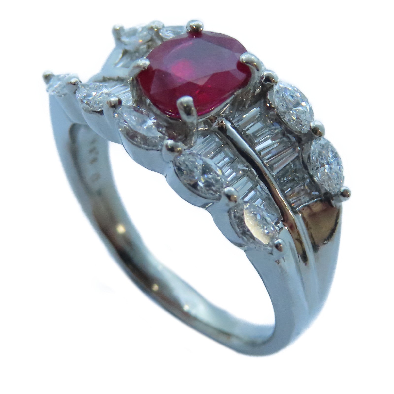 JEWELRY 【激減優惠】PT900白金Ruby/Diamond Ring1.30ct紅寶石/1.50ct鑽石戒指US#9