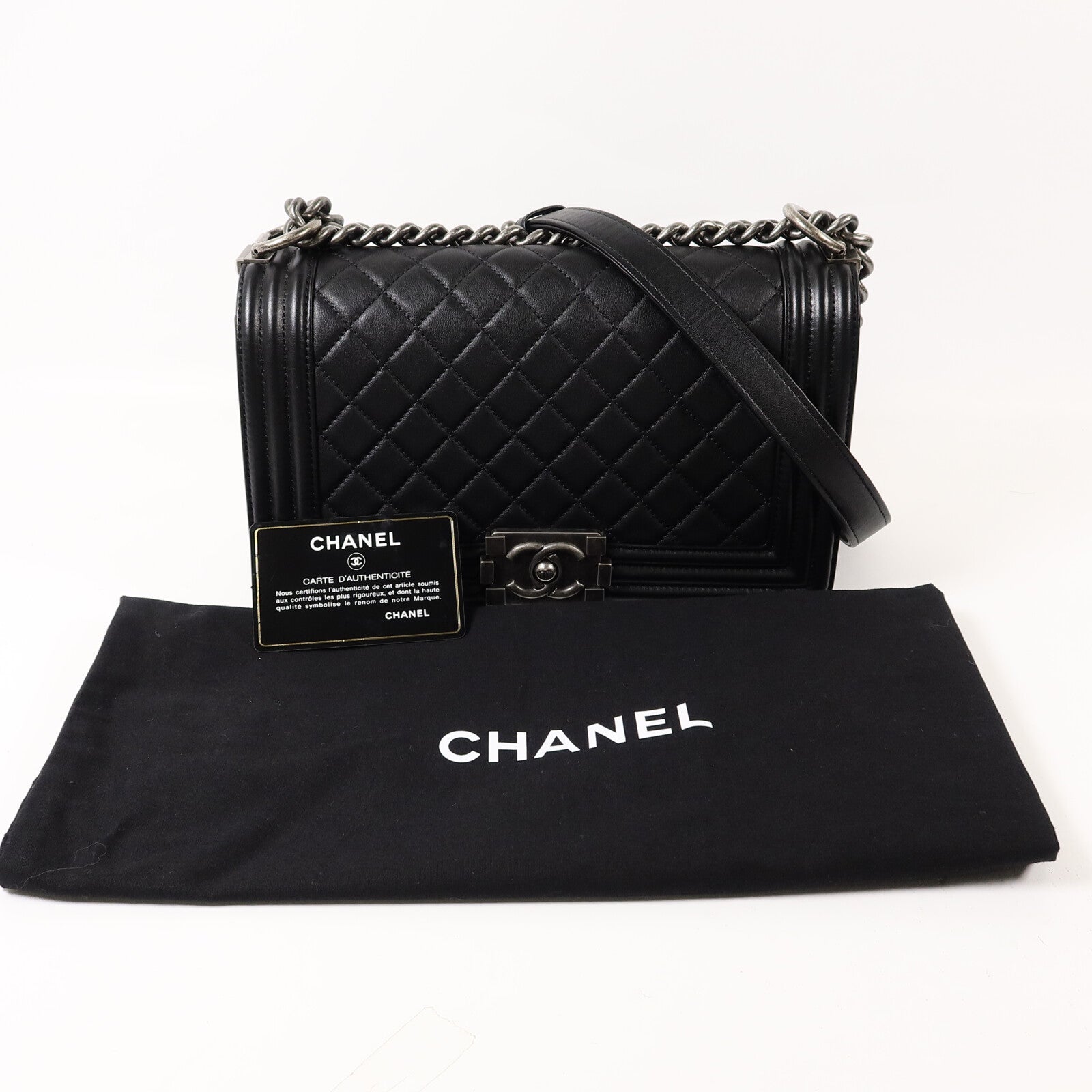 CHANEL 羊皮皮革Boy 25鏈帶肩背袋