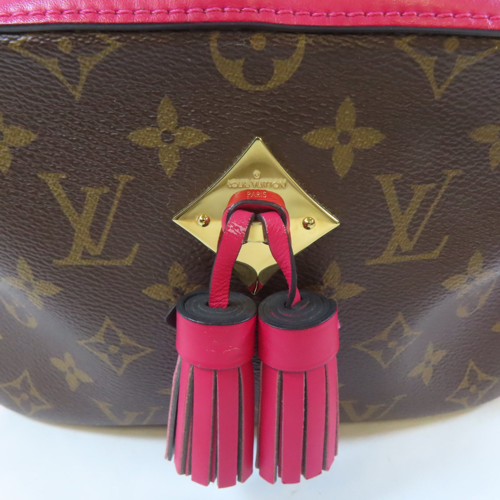 LOUIS VUITTON Monogram Saintonge金扣肩背袋啡色/粉紅色