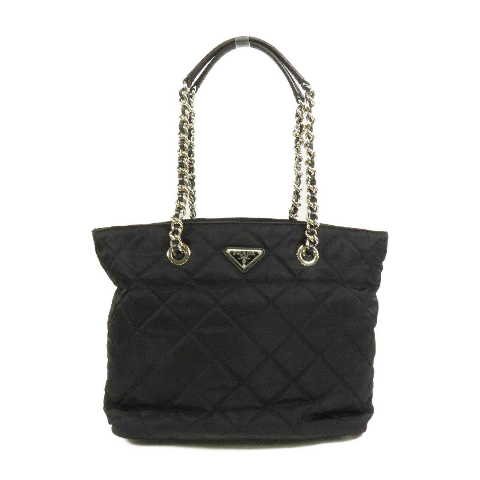 PRADA 尼龍Tote Bag銀扣肩背袋