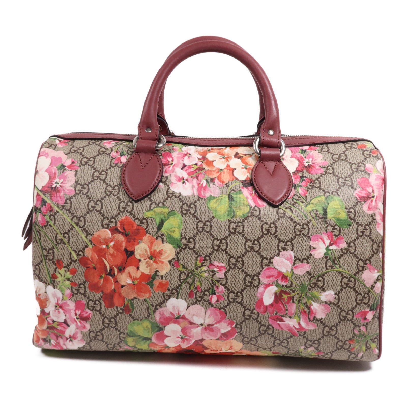 GUCCI 塗層帆布Boston銀扣手挽肩背兩用袋