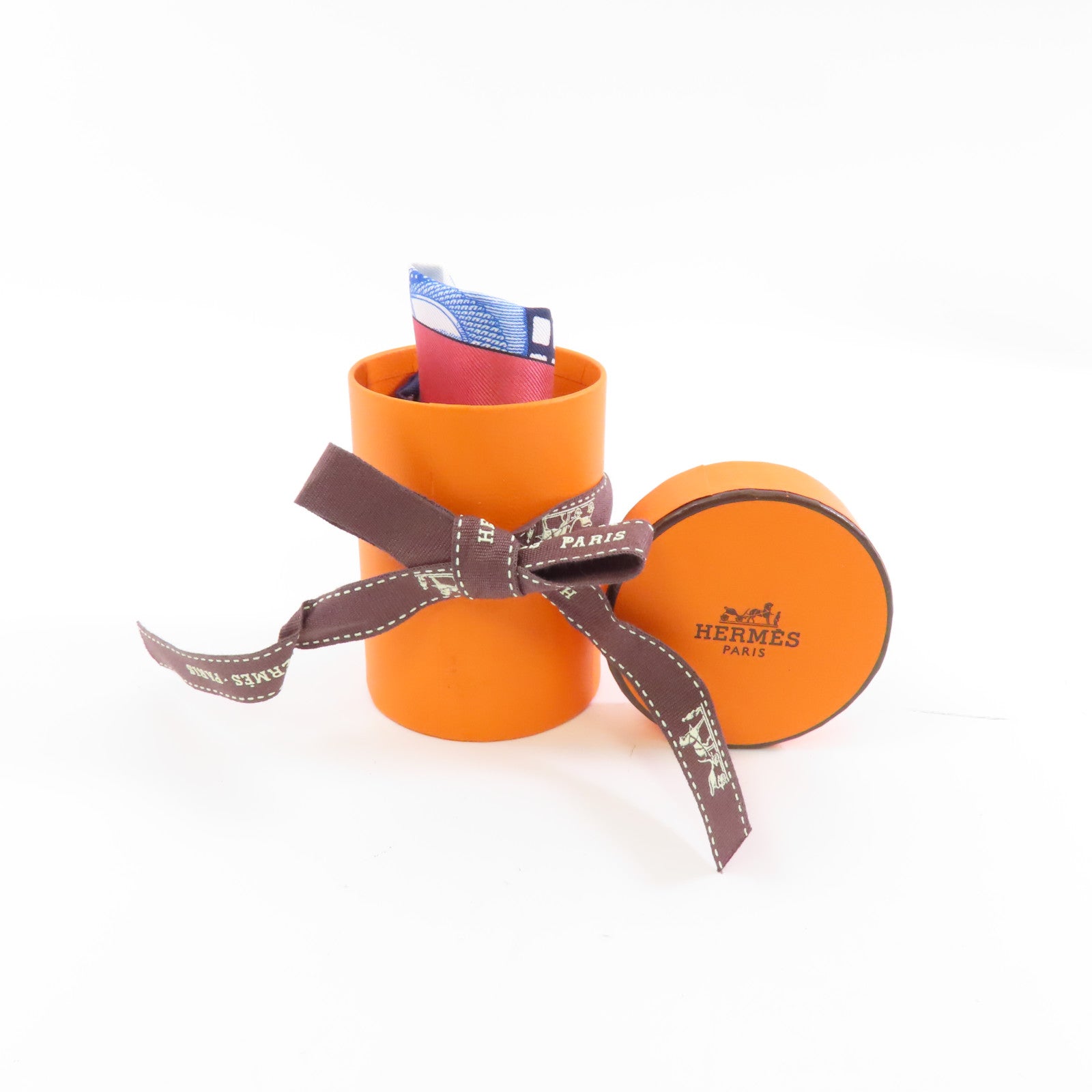 HERMES 絲質Twilly絲巾藍色/彩色
