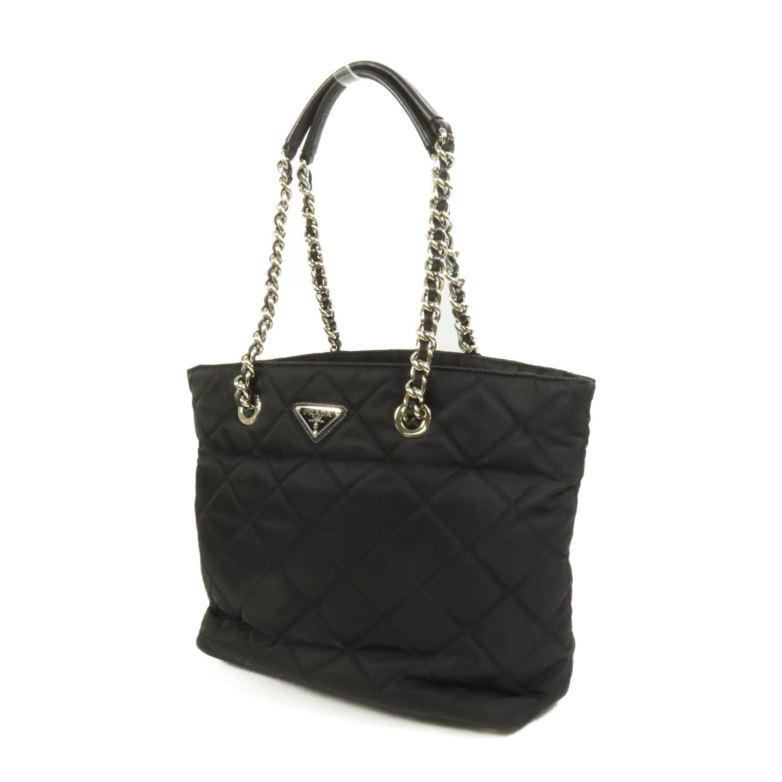 PRADA 尼龍Tote Bag銀扣肩背袋
