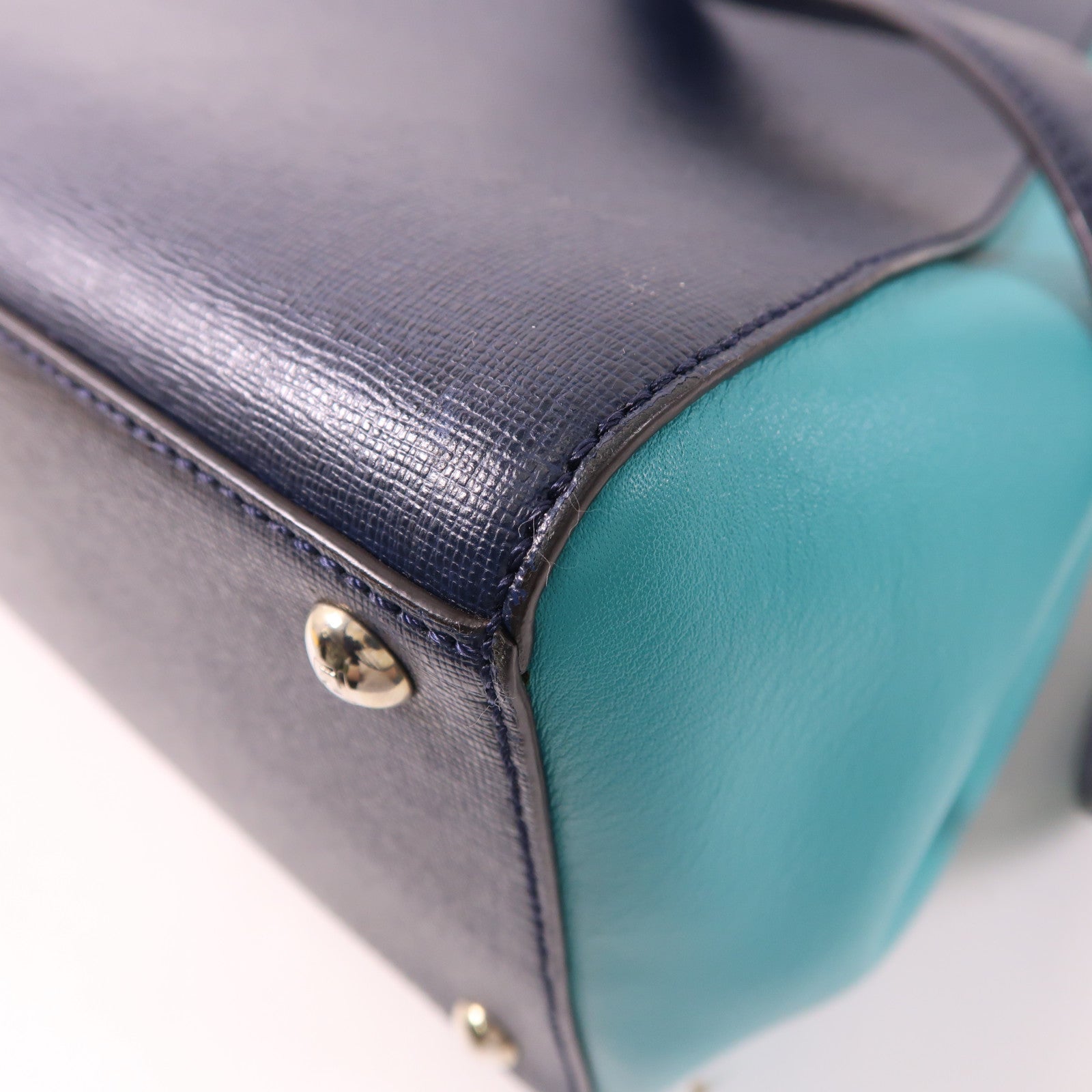 FENDI SHW 2Jours 2 Way Shoulder Bag 8BH250-M5L Calfskin Leather Navy Green