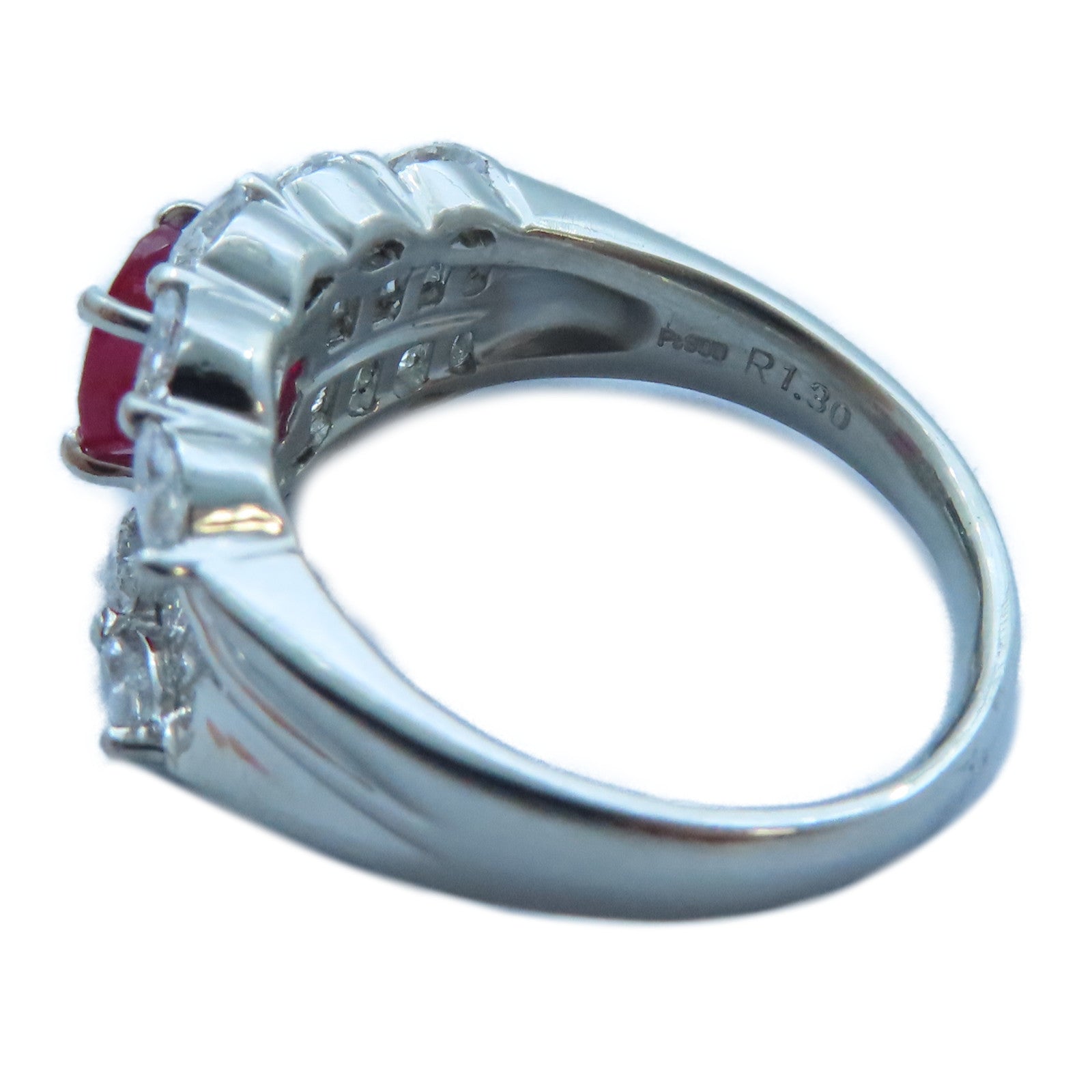 JEWELRY 【激減優惠】PT900白金Ruby/Diamond Ring1.30ct紅寶石/1.50ct鑽石戒指US#9