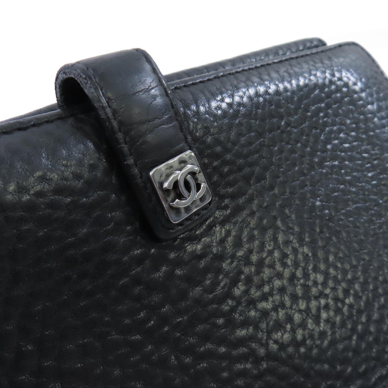 CHANEL Caviar皮革Long Wallet銀扣長錢包黑色