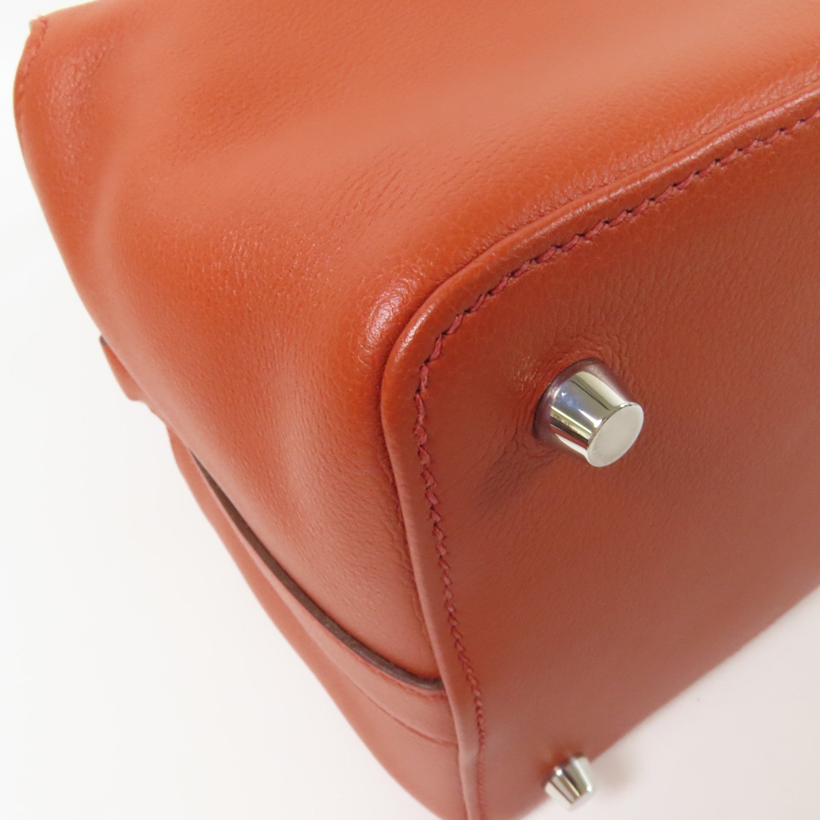 HERMES Evercolor皮革Tool Box 20銀扣手挽肩背兩用袋Brique