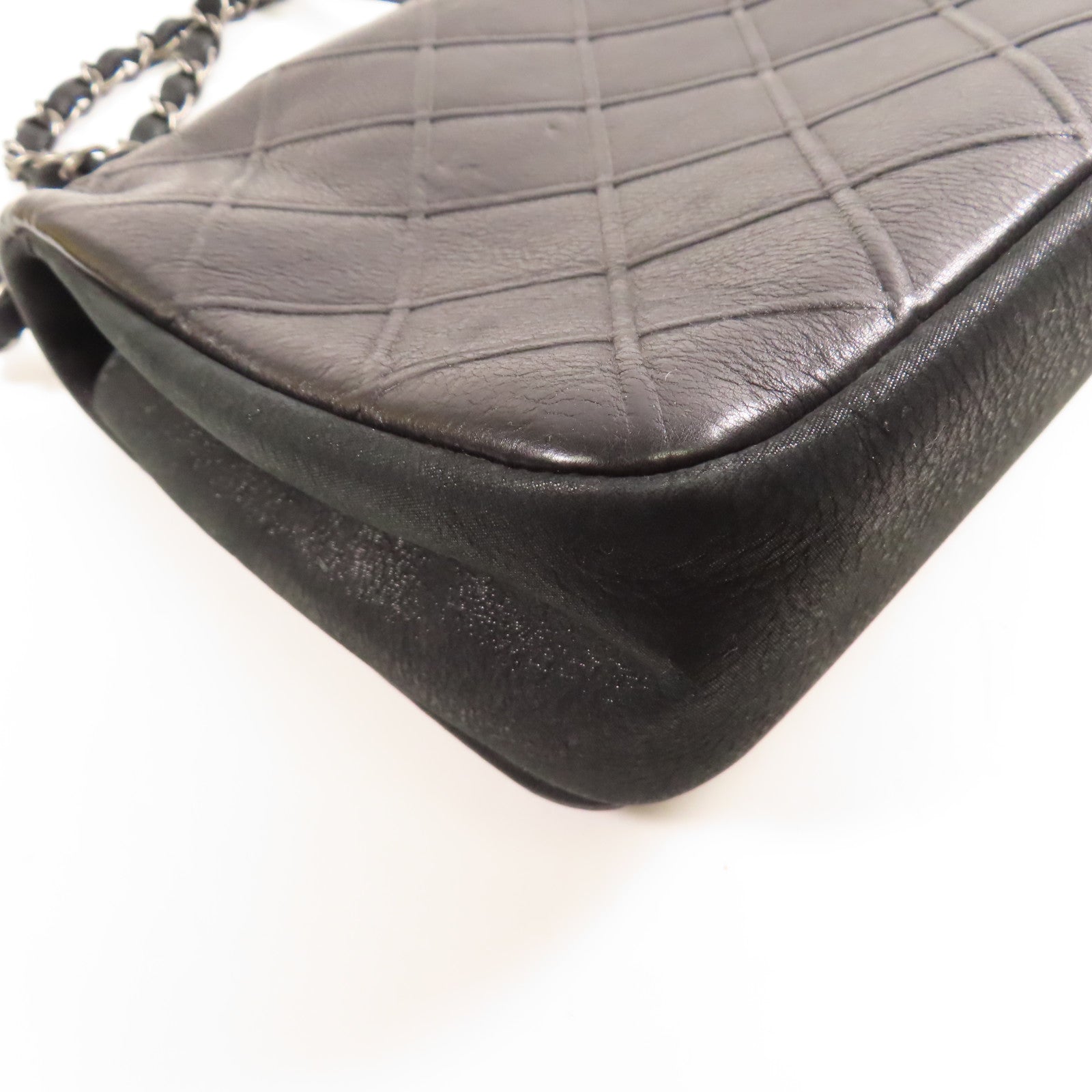 CHANEL 牛皮皮革Chain Shoulder銀扣鏈帶肩背袋