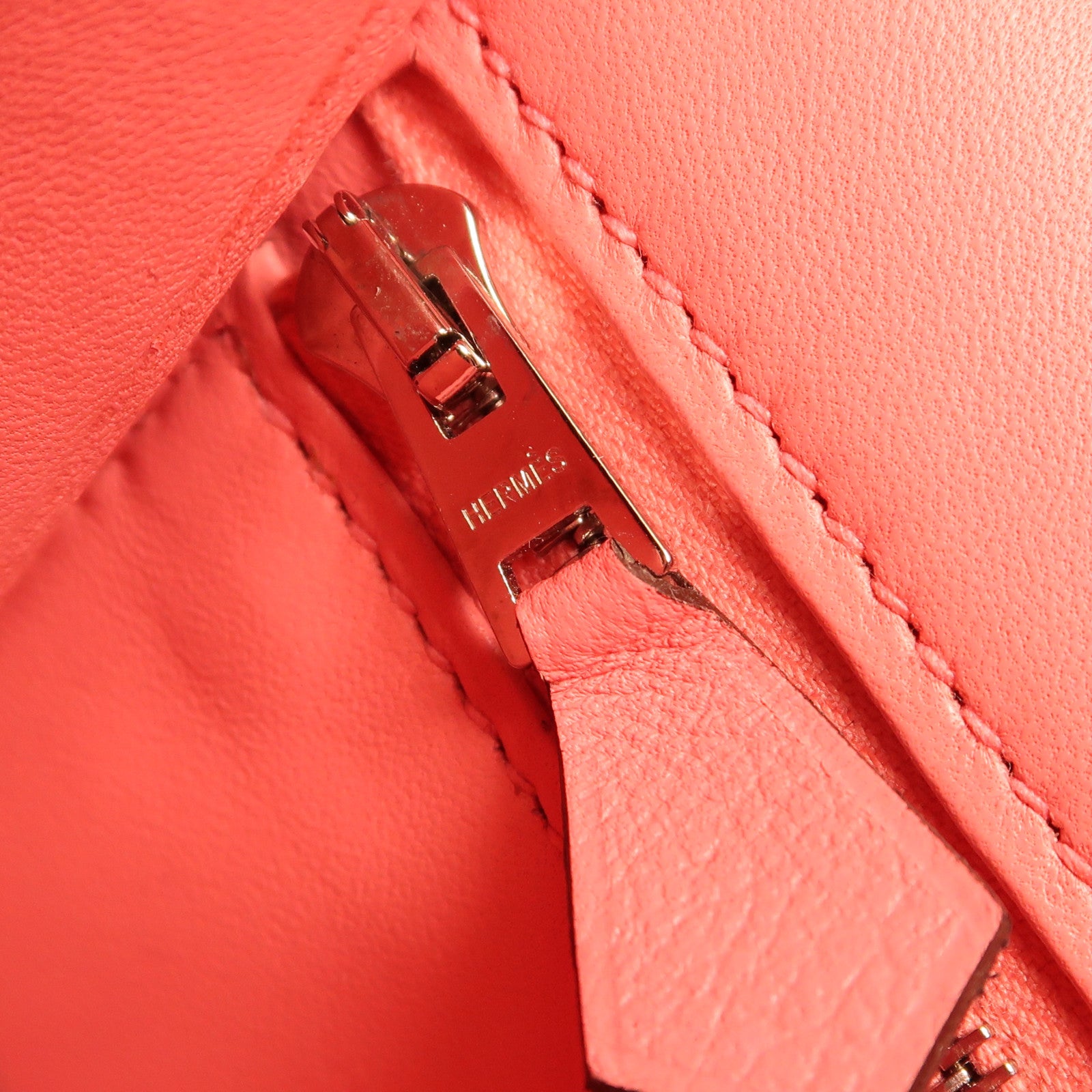 HERMES Evercolor皮革2002銀扣肩背袋8W Rose Azalee