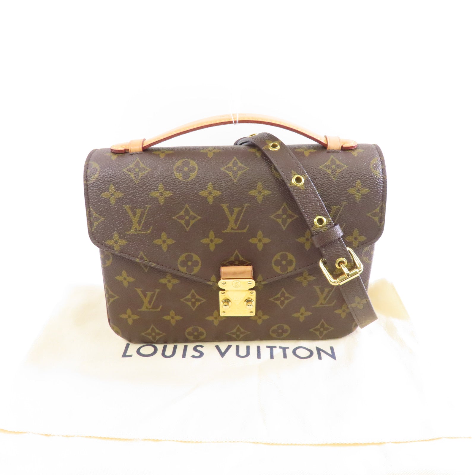 LOUIS VUITTON Monogram Pochette Metis金扣手挽肩背兩用袋啡色