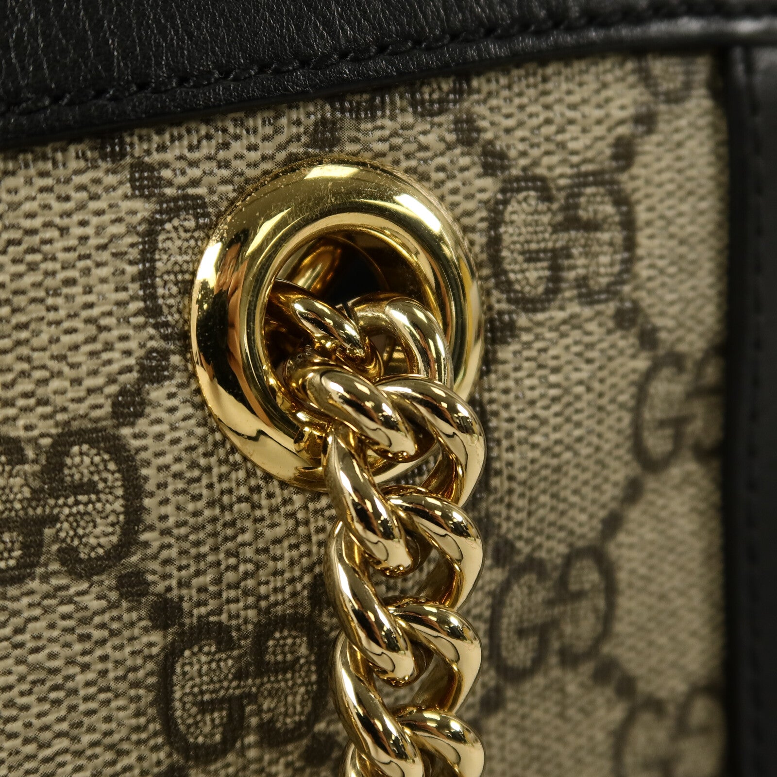 GUCCI 塗層帆布Padlock GG Small鏈帶肩背袋