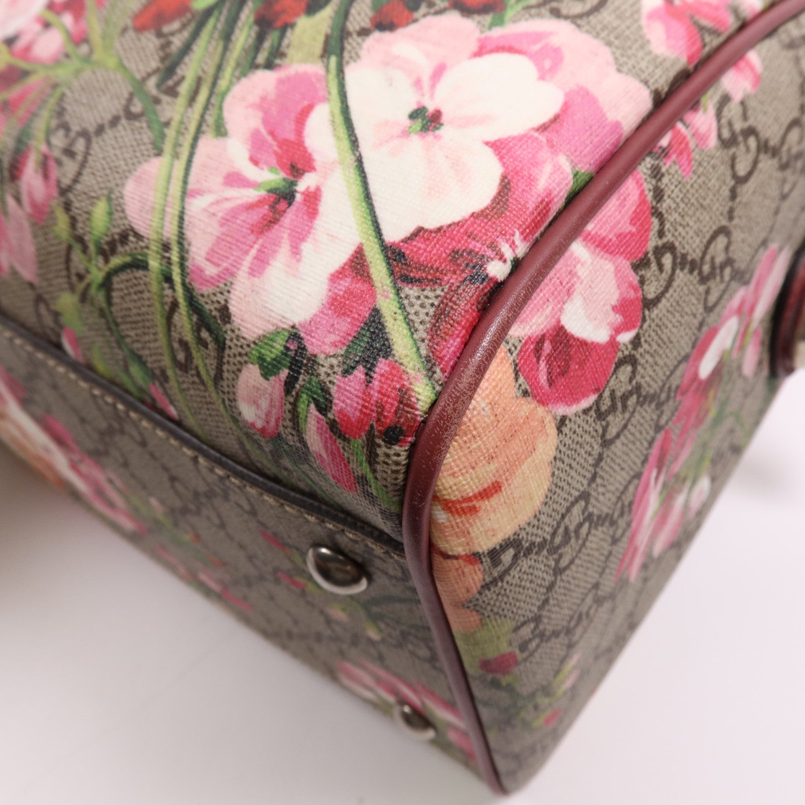 GUCCI 塗層帆布Boston銀扣手挽肩背兩用袋