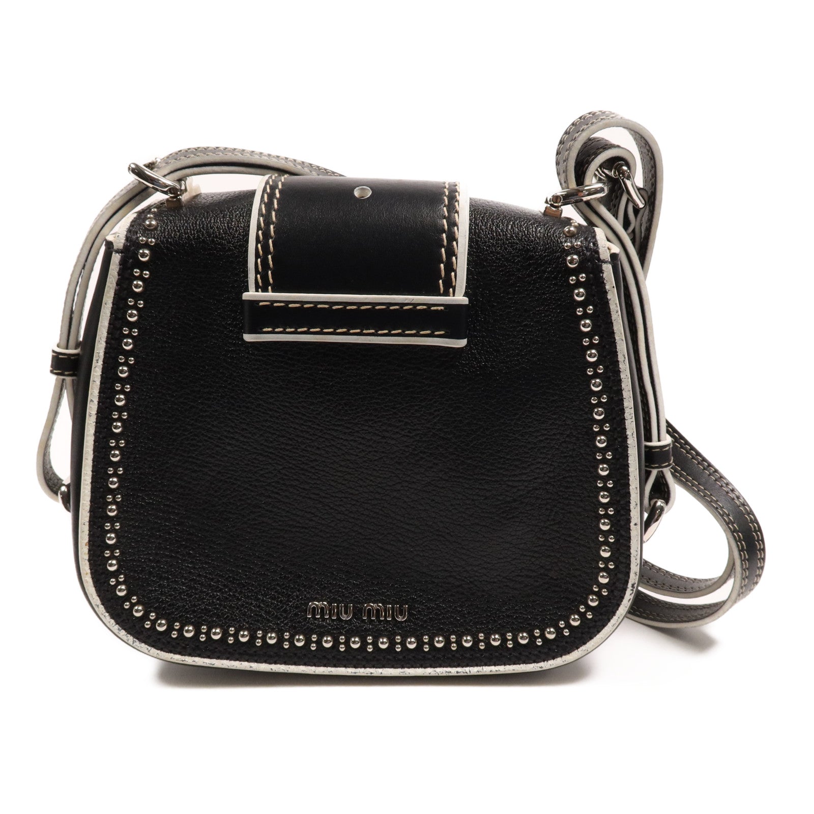 Miu Miu 牛皮皮革Shoulder Bag銀扣肩背袋