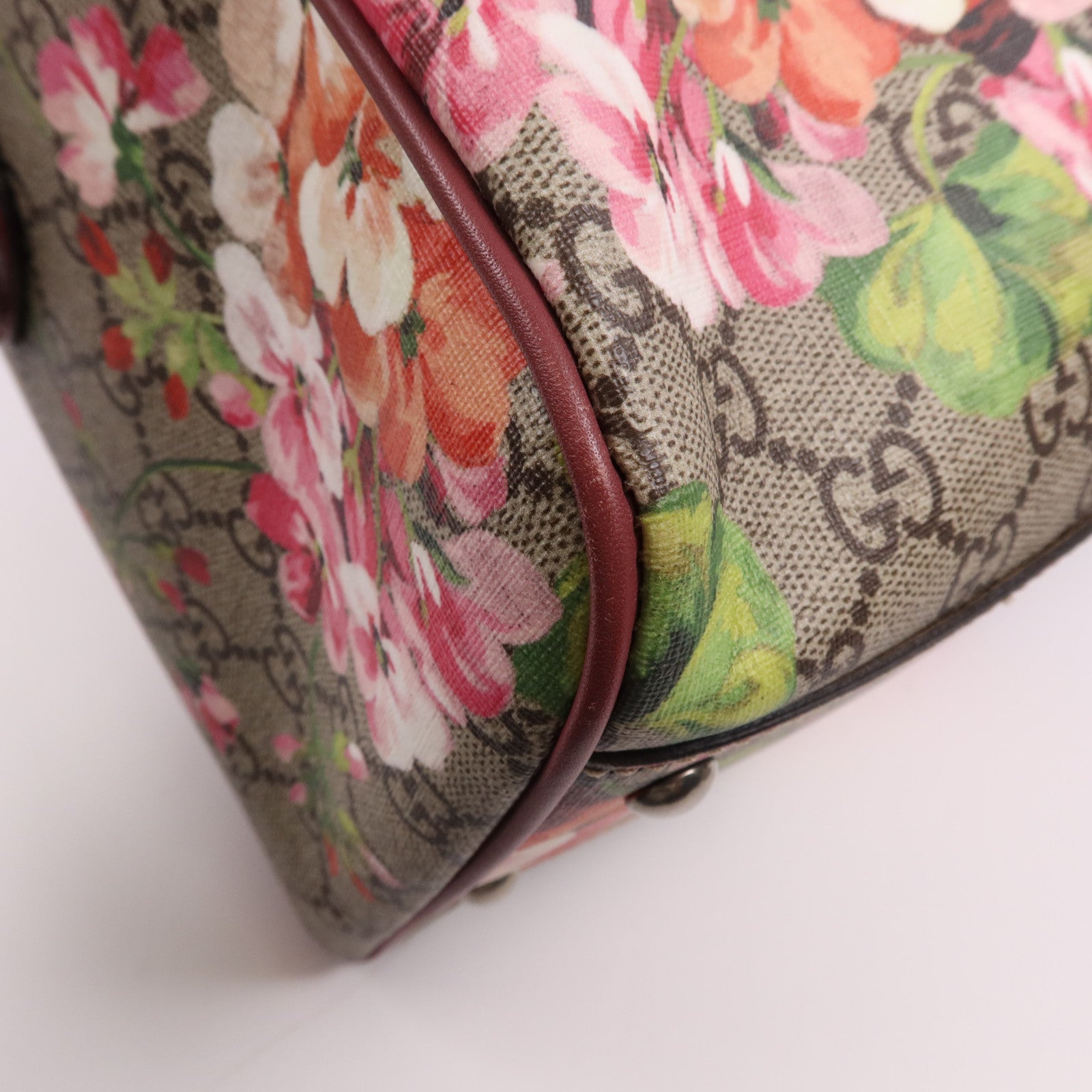 GUCCI 塗層帆布Boston銀扣手挽肩背兩用袋