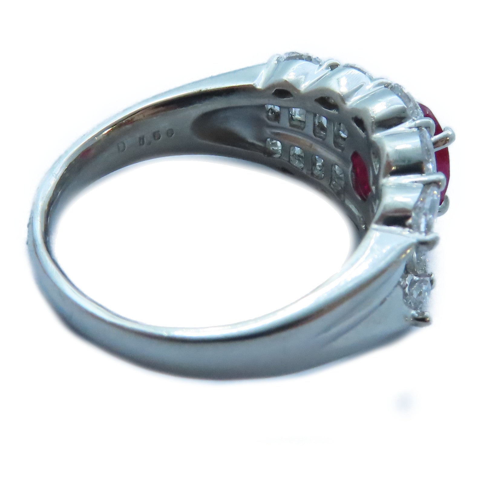 JEWELRY 【激減優惠】PT900白金Ruby/Diamond Ring1.30ct紅寶石/1.50ct鑽石戒指US#9