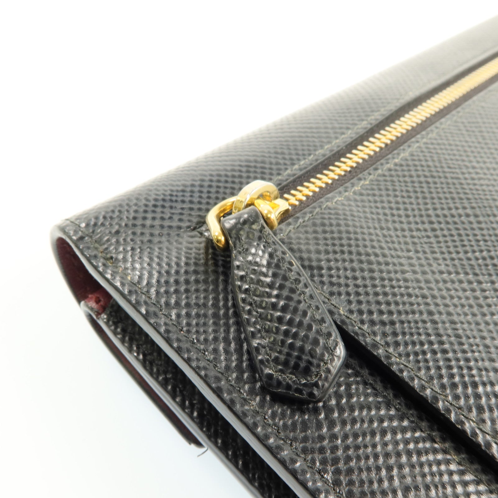 PRADA 牛皮皮革Zipper Long Wallet金扣長錢包