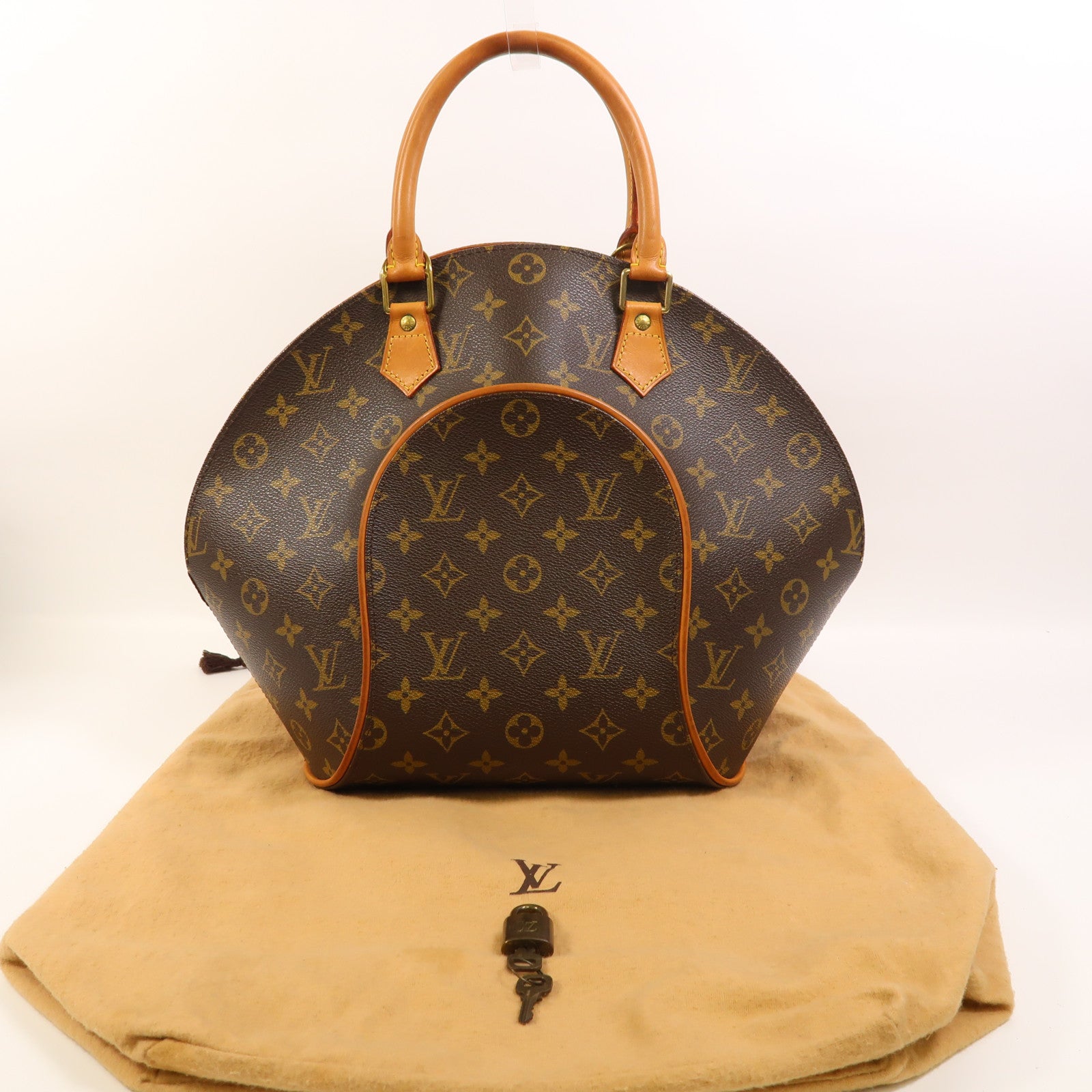 LOUIS VUITTON Monogram Ellipse MM金扣手挽袋