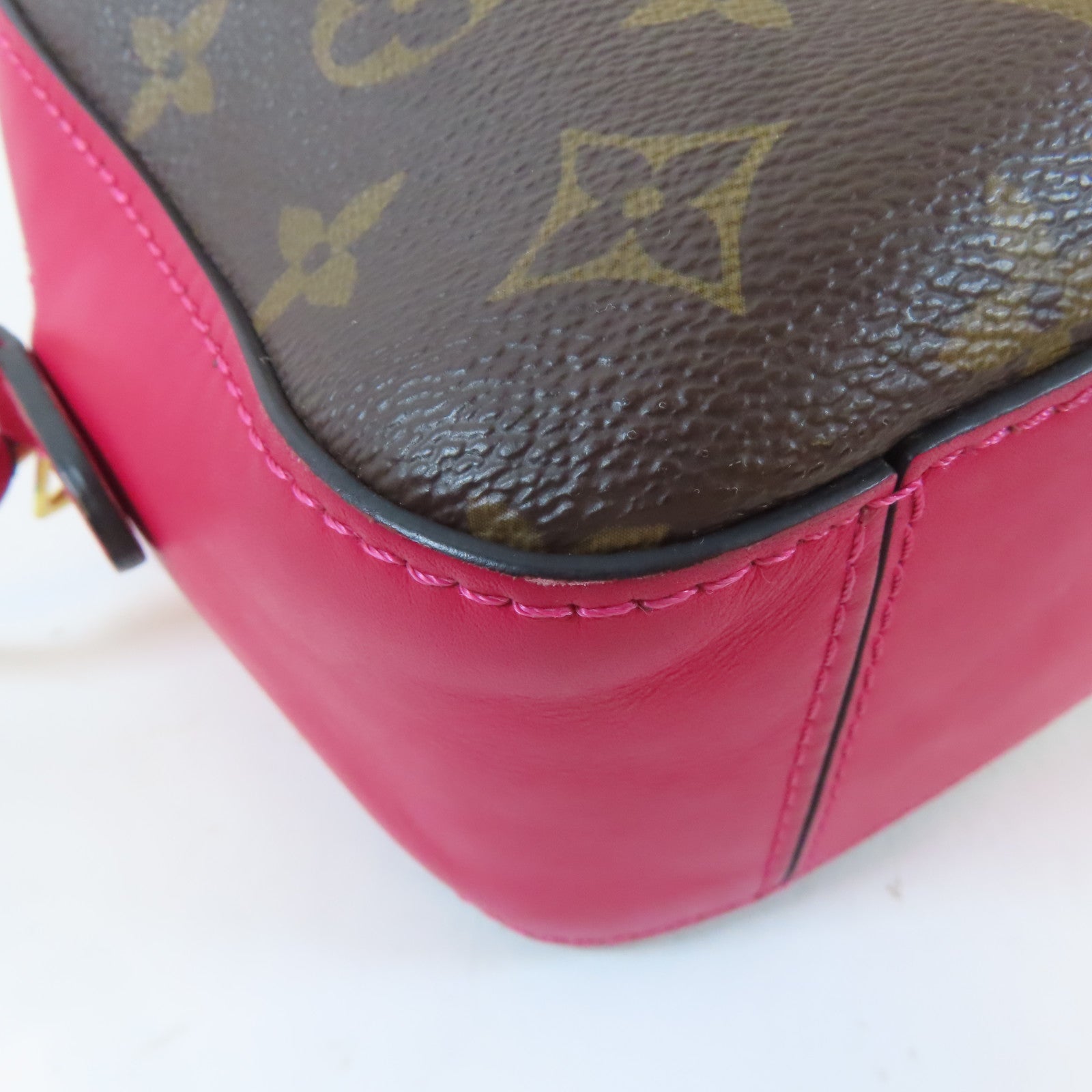 LOUIS VUITTON Monogram Saintonge金扣肩背袋啡色/粉紅色