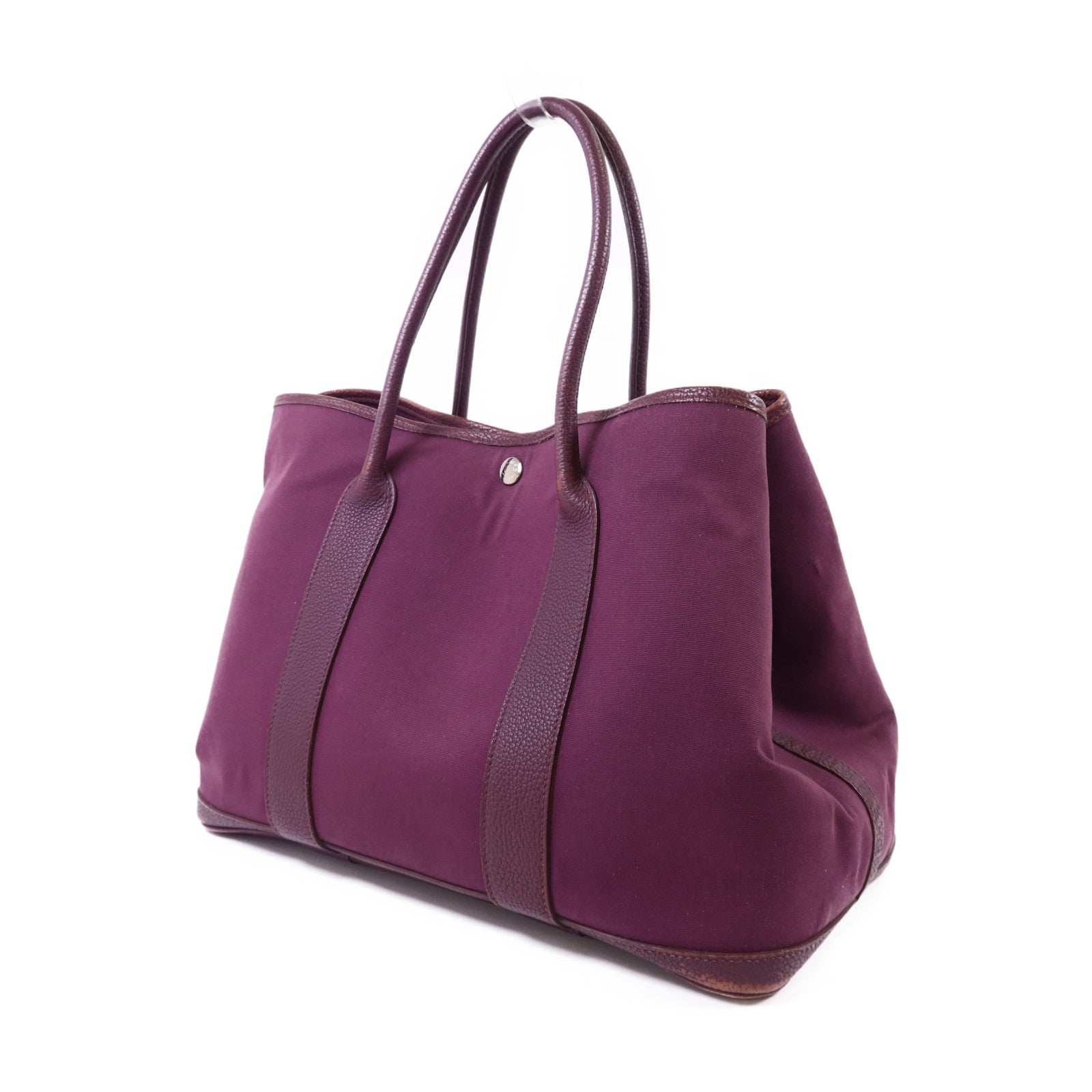 HERMES 帆布Garden Party PM銀扣手挽袋