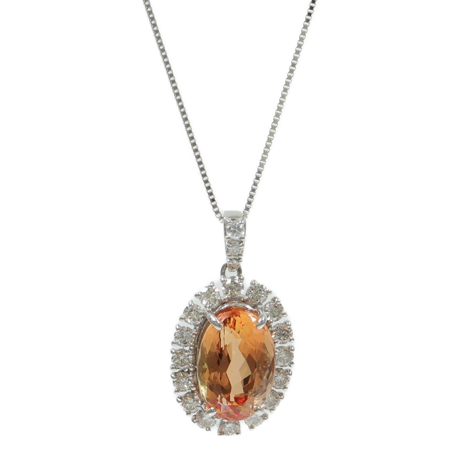 JEWELRY PT950/PT850鉑金Imperial Topaz Diamond Necklace帝王黃玉/鑽石項鍊
