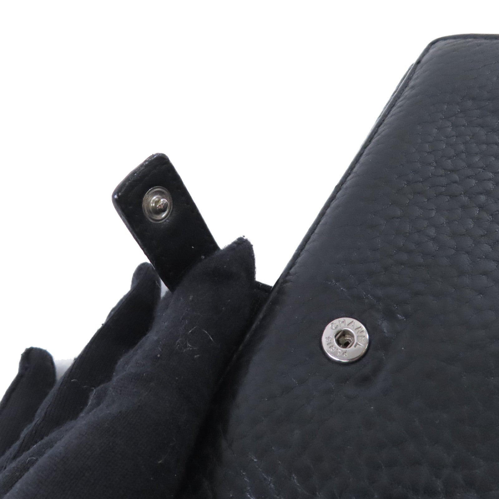 CHANEL Caviar皮革Long Wallet銀扣長錢包黑色