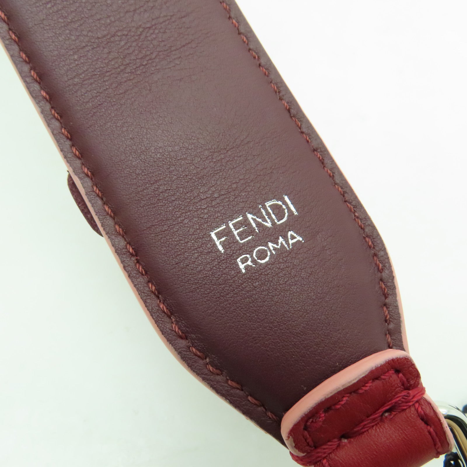 FENDI 【清倉大減價】牛皮皮革Strap銀扣肩帶紅色/粉紅色