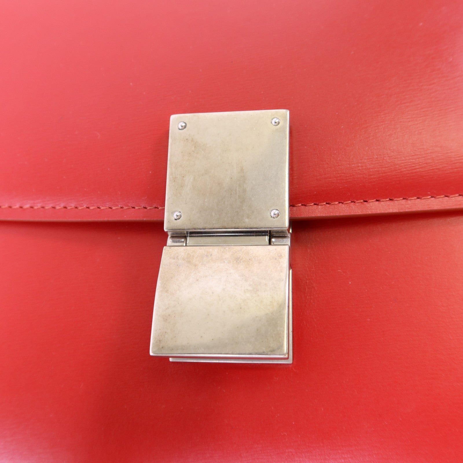 CELINE 牛皮皮革Classic Box銀扣肩背袋