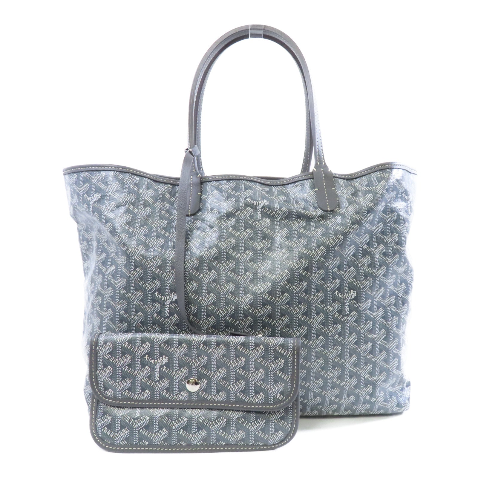 GOYARD 塗層帆布Saint Lonis PM銀扣手挽袋灰色