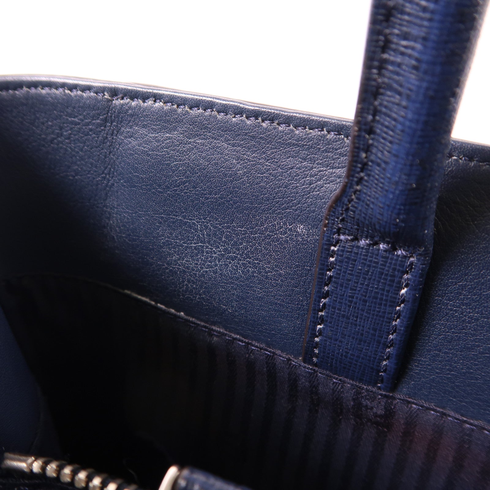 FENDI SHW 2Jours 2 Way Shoulder Bag 8BH250-M5L Calfskin Leather Navy Green