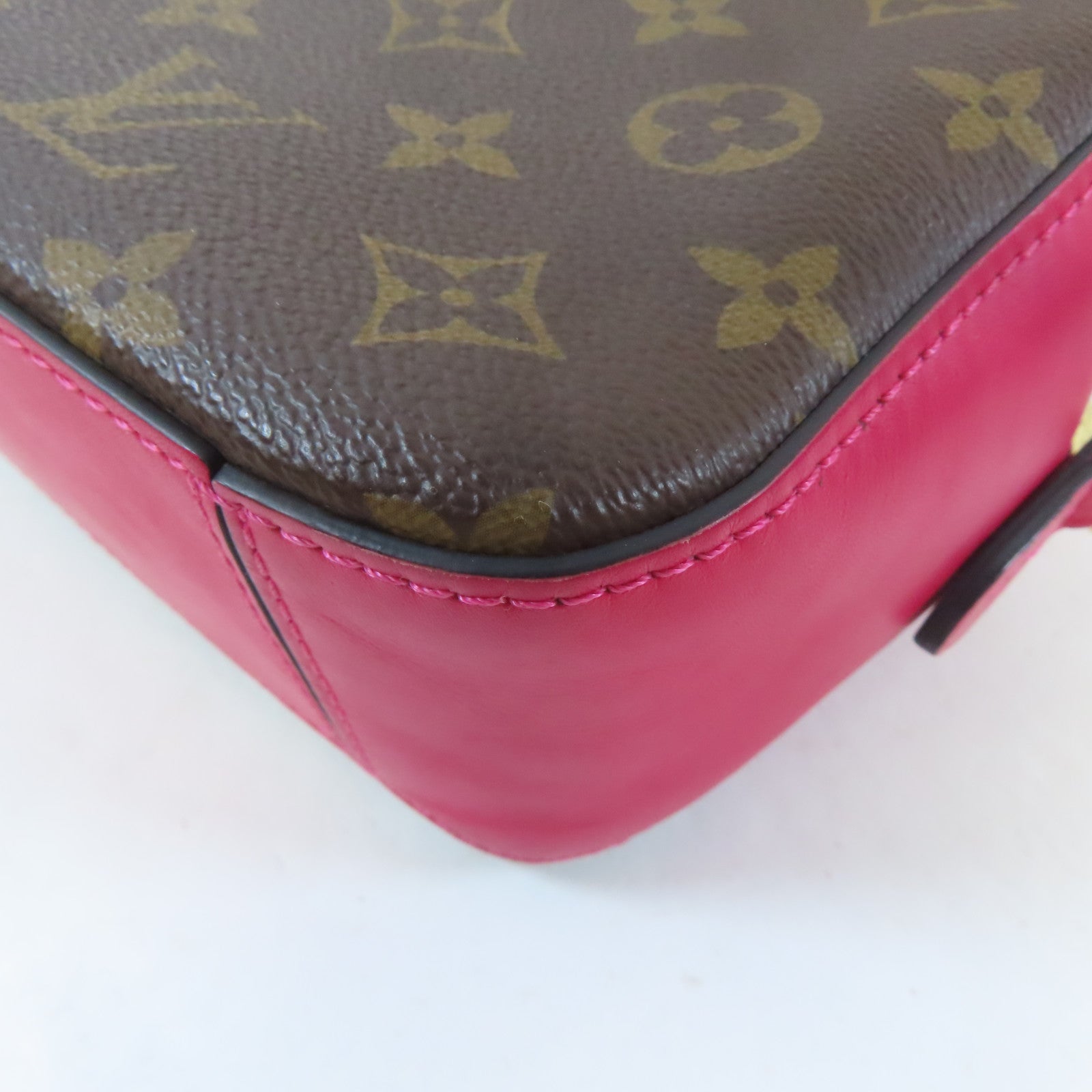LOUIS VUITTON Monogram Saintonge金扣肩背袋啡色/粉紅色