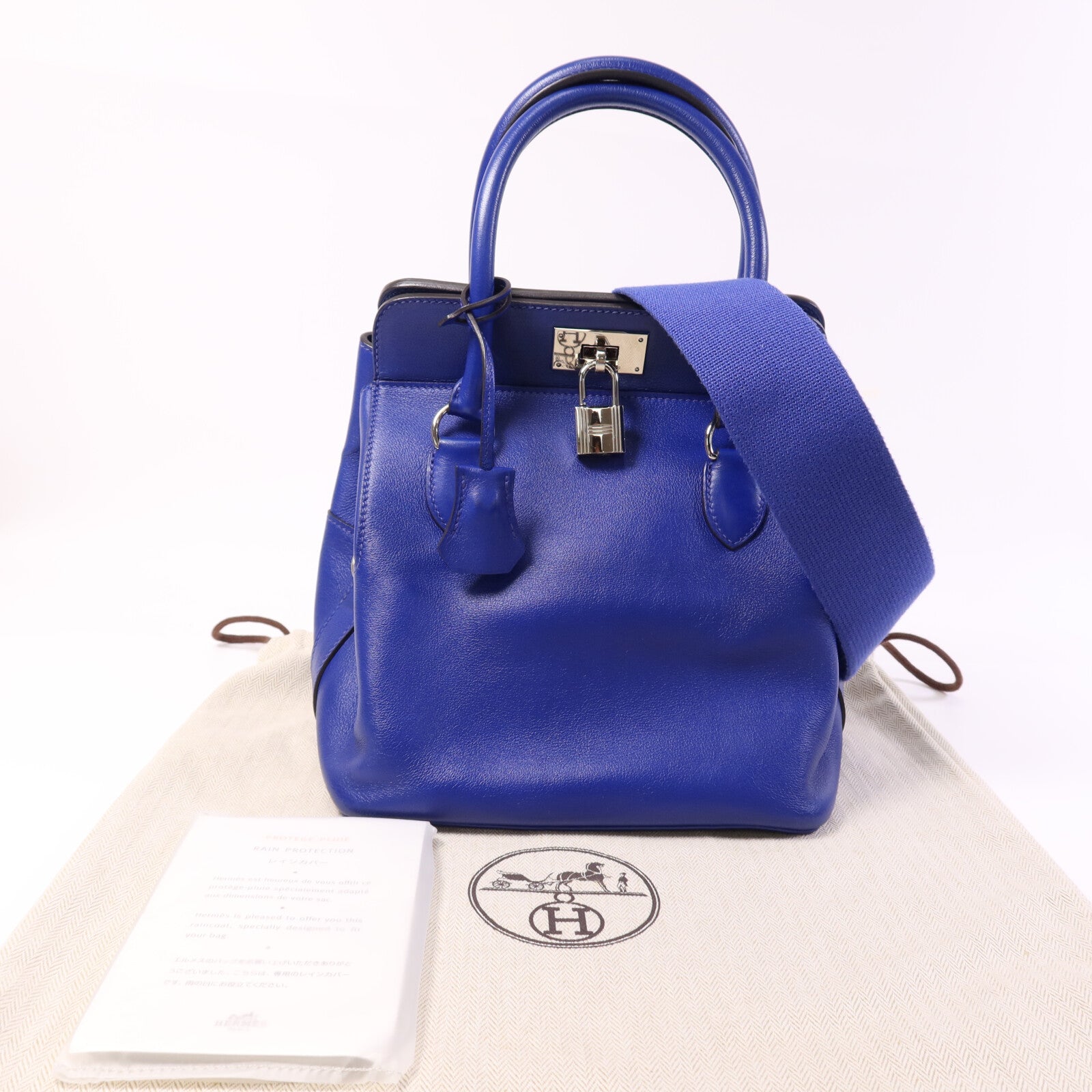 HERMES Evercolor皮革Tool Box 20銀扣手挽肩背兩用袋Blue Electric