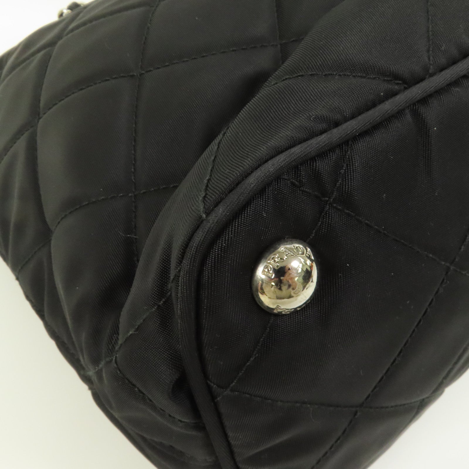 PRADA 尼龍Tote Bag銀扣肩背袋