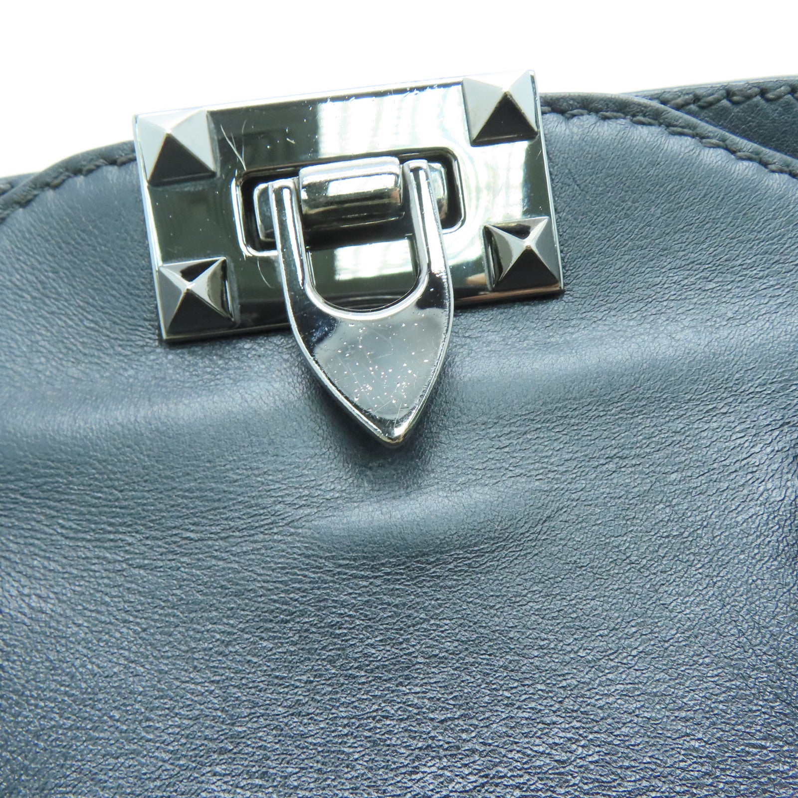 Valentino 牛皮皮革2way Shoulder Bag银扣手挽肩背两用袋黑色