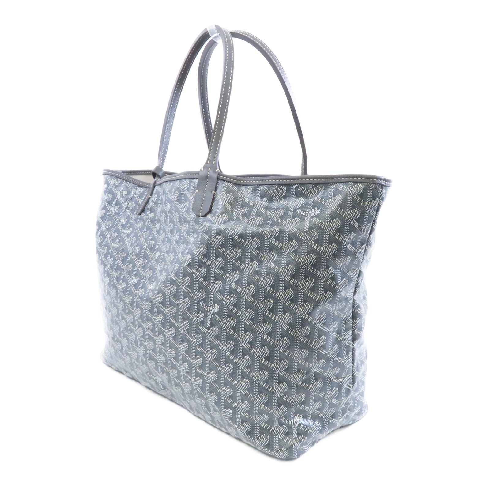 GOYARD 塗層帆布Saint Lonis PM銀扣手挽袋灰色