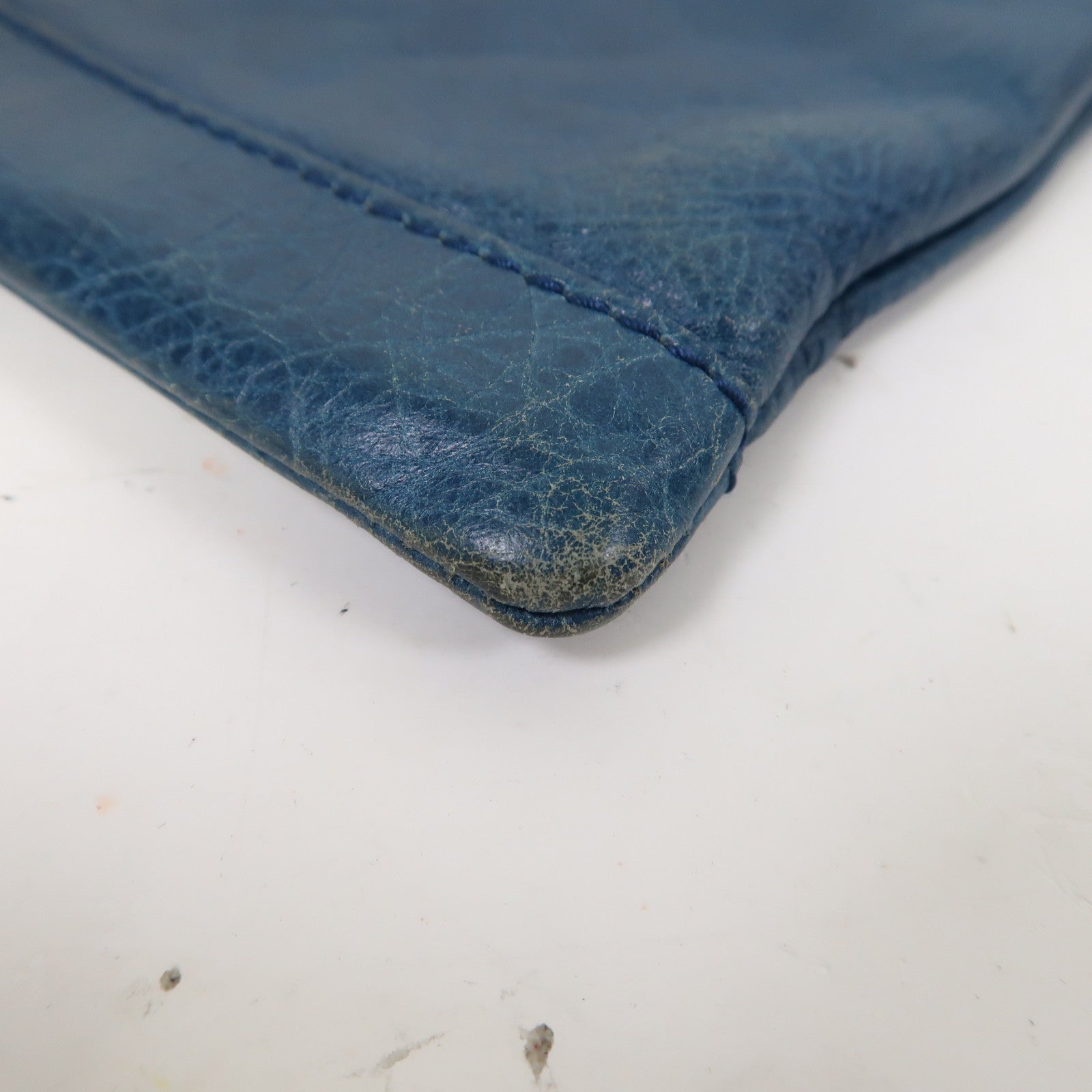 BALENCIAGA 牛皮皮革Clutch Bag銀扣手拿包藍色