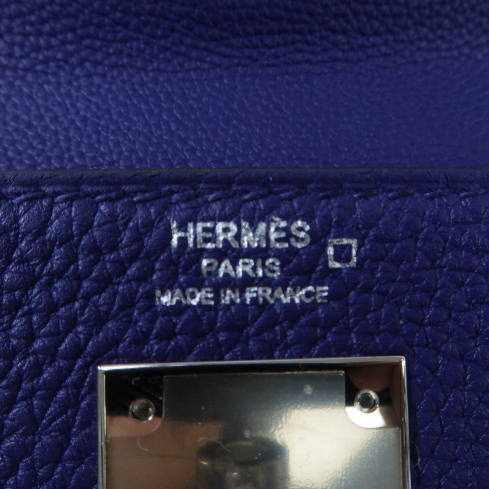 HERMES 鱷魚皮革/Togo皮革Kelly 28 Touch手挽肩背兩用袋Bleu Saphir