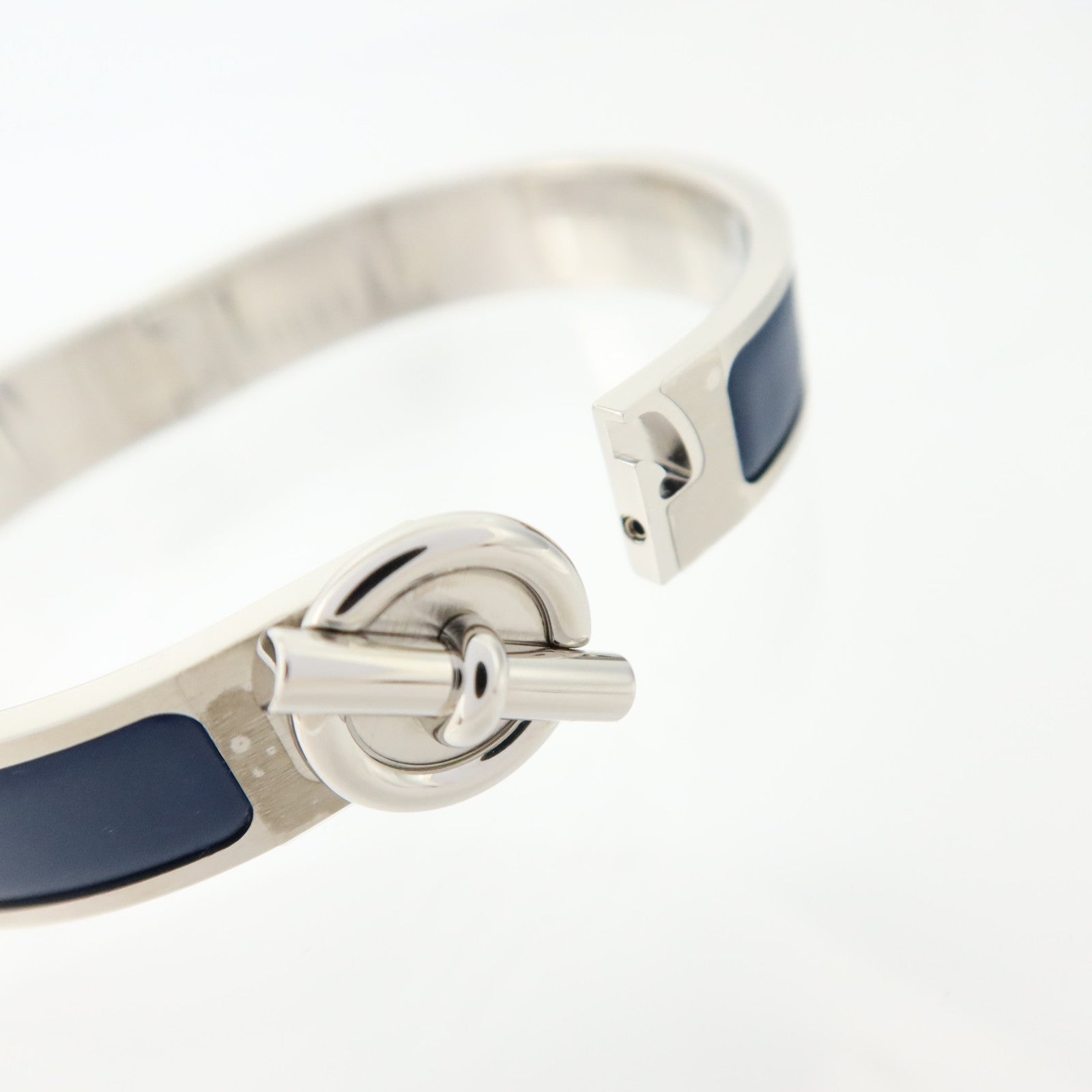 HERMES 金屬/琺瑯Clic Glenan Bracelet銀扣手鏈